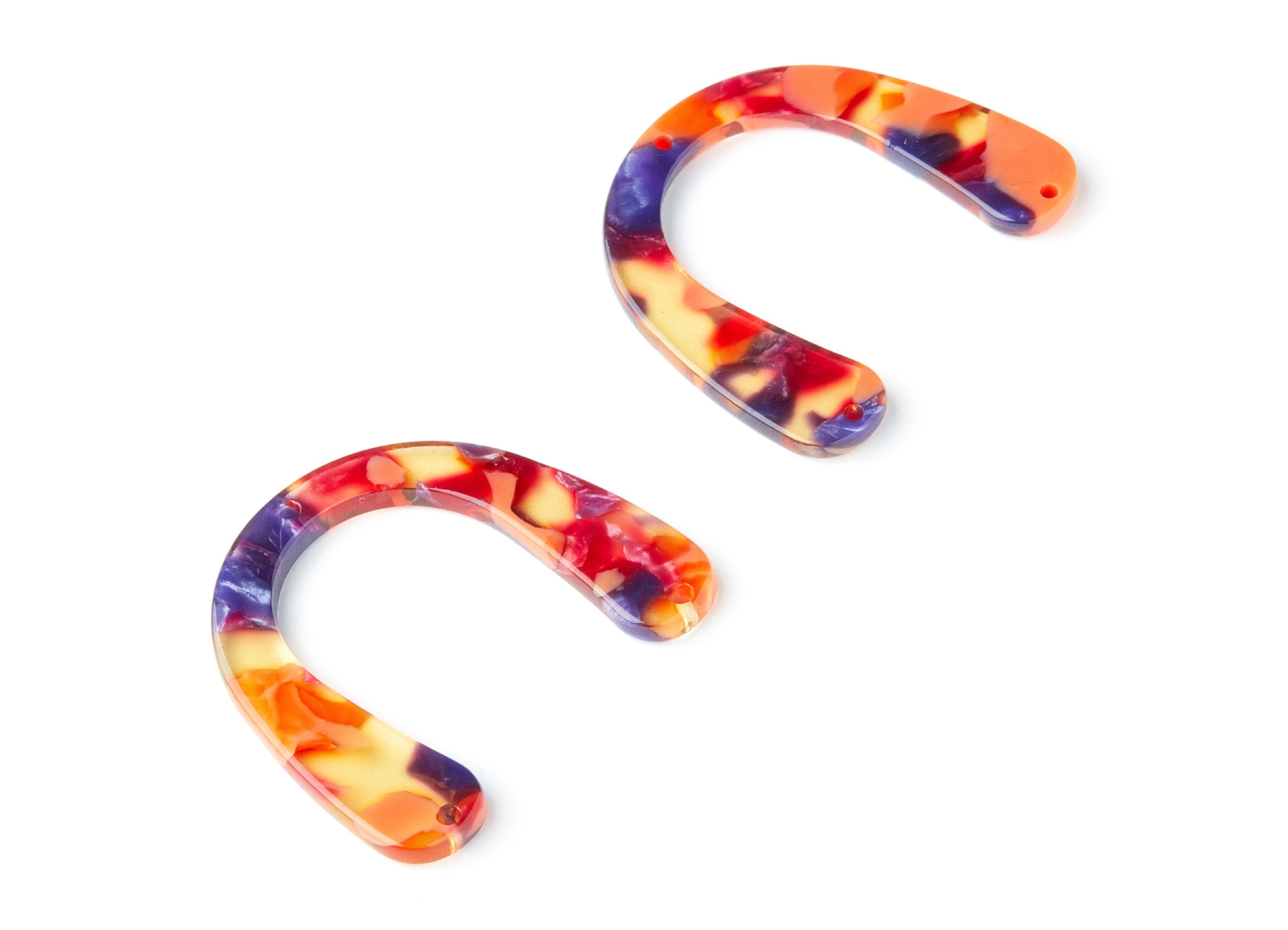 Acetate U Earring Charms -  Acrylic U Pendant With 3 Holes - Earring Findings - Jewelry Supplies - Color Code: A44 - 36x30.5x2.7mm - AC1361N - DOMEDBAZAAR