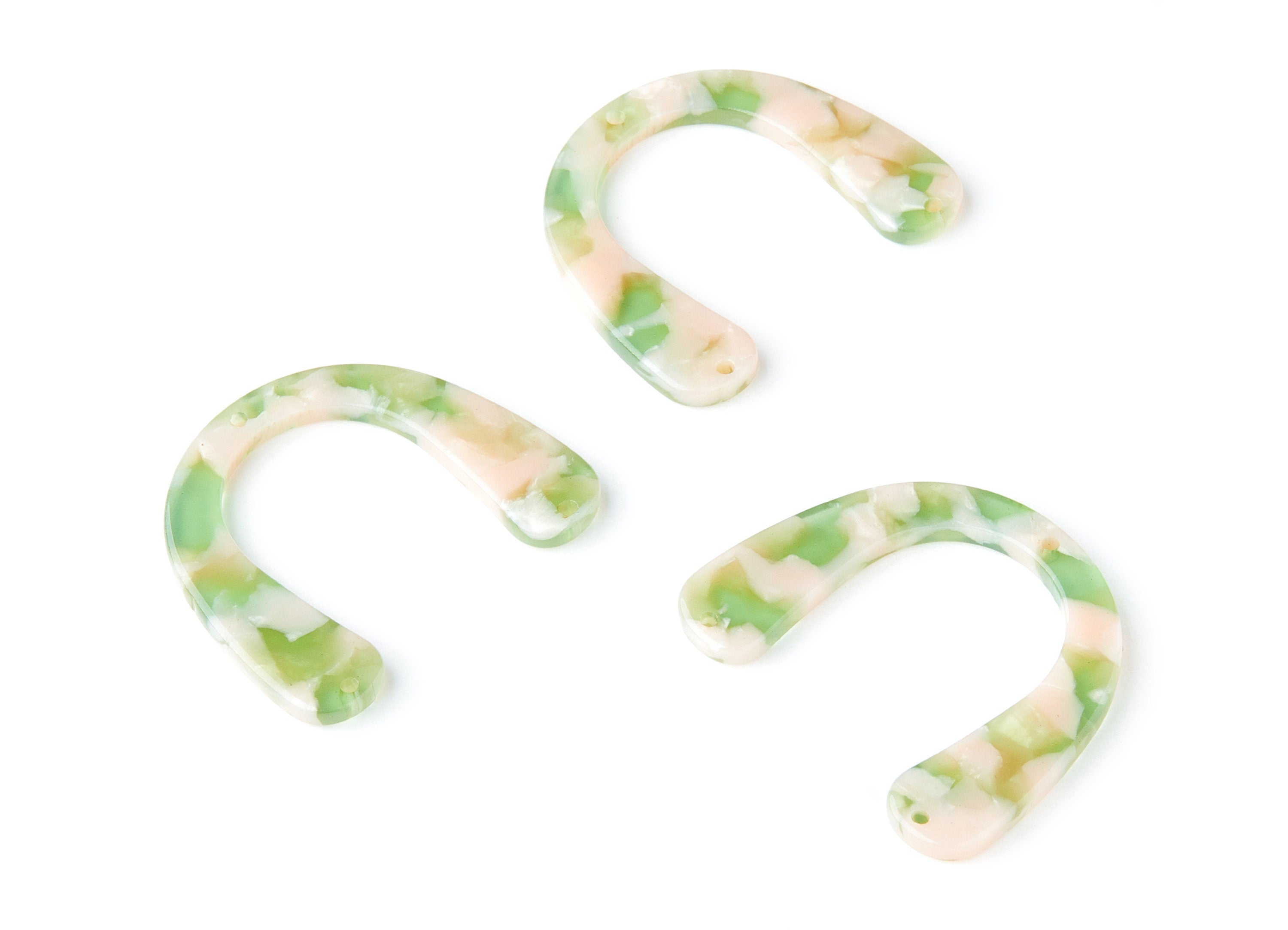 Acetate U Earring Charms - U Pendant With 3 Holes - Earring Findings - Jewelry Supplies - Color Code: A38 - 36x30.5x2.7mm - AC1361R - DOMEDBAZAAR