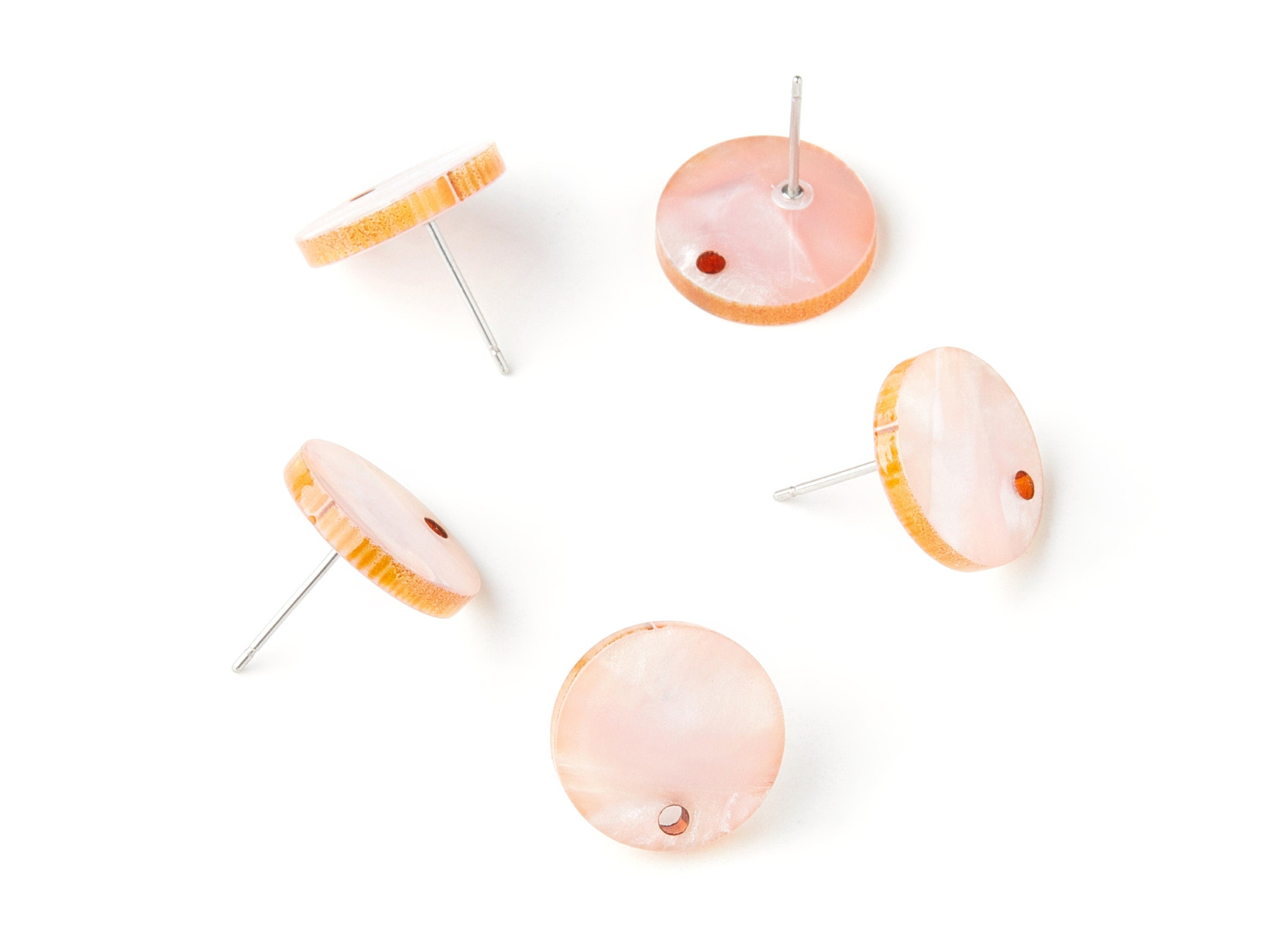 Acetate Round Earring Post - Acetate Round  Earring Stud - Earring Stud Findings - Color Code: A238 - 14.6x14.6x2.28mm - AC1385A - DOMEDBAZAAR