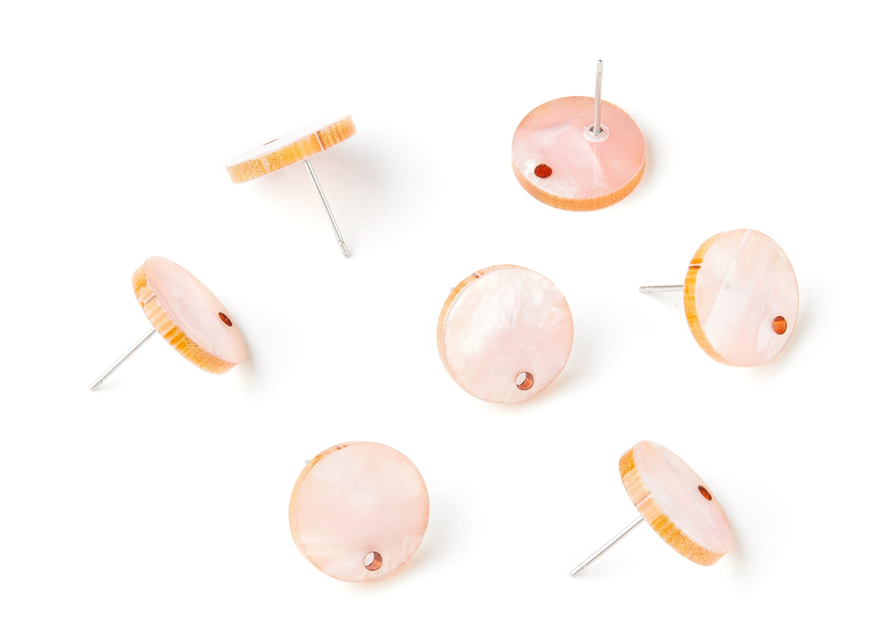 Acetate Round Earring Post - Acetate Round  Earring Stud - Earring Stud Findings - Color Code: A238 - 14.6x14.6x2.28mm - AC1385A - DOMEDBAZAAR