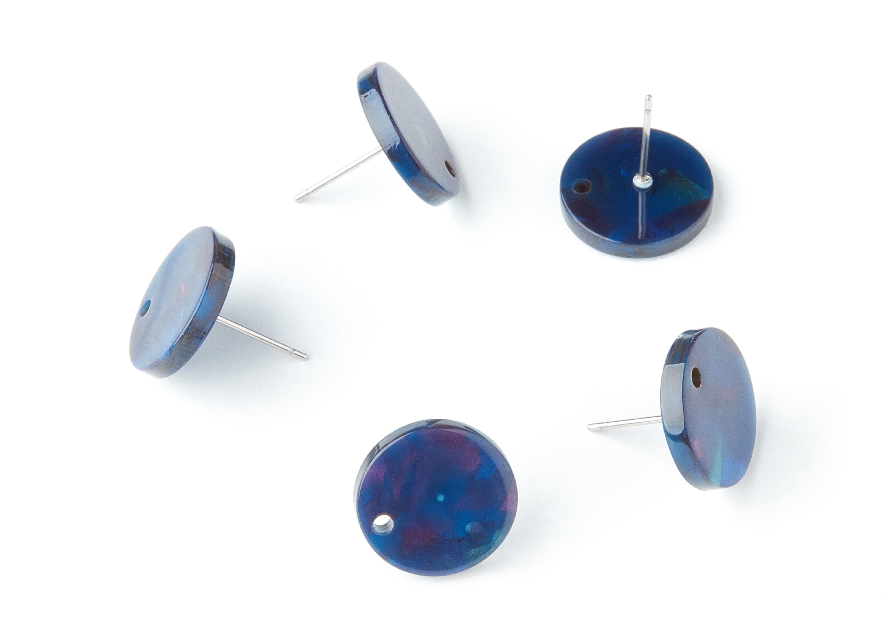Acetate Round Earring Post - Acetate Round  Earring Stud - Earring Stud Findings - Color Code: A236 - 14.6x14.6x2.28mm - AC1385D - DOMEDBAZAAR