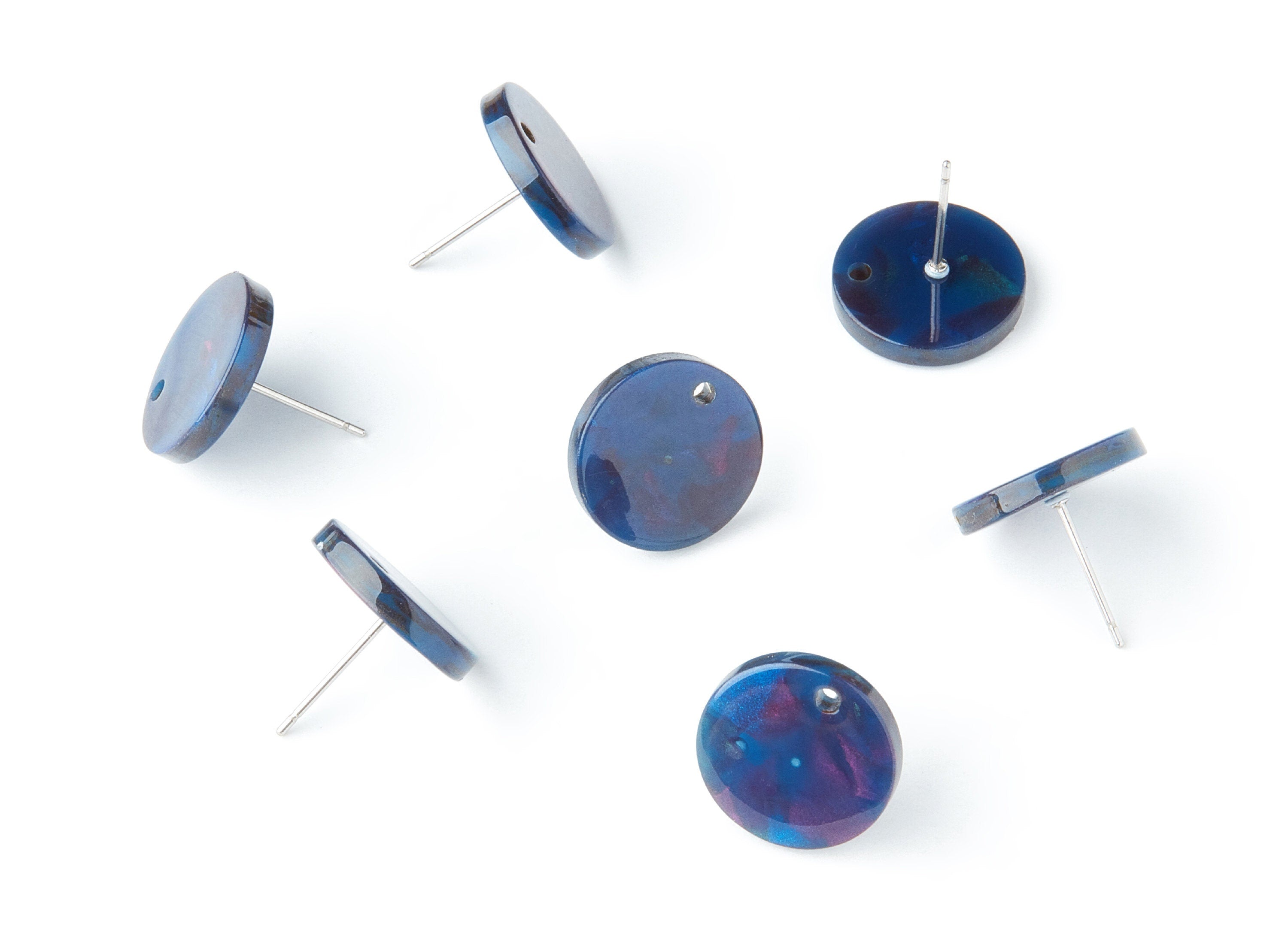 Acetate Round Earring Post - Acetate Round  Earring Stud - Earring Stud Findings - Color Code: A236 - 14.6x14.6x2.28mm - AC1385D - DOMEDBAZAAR