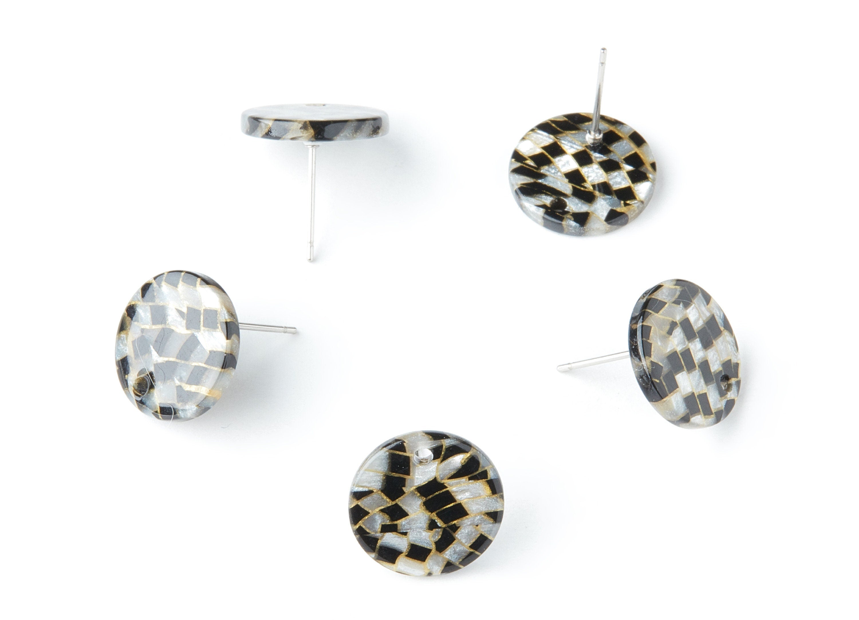 Acetate Round Earring Post - Acetate Round  Earring Stud - Earring Stud Findings - Color Code: A239 - 14.6x14.6x2.28mm - AC1385E - DOMEDBAZAAR
