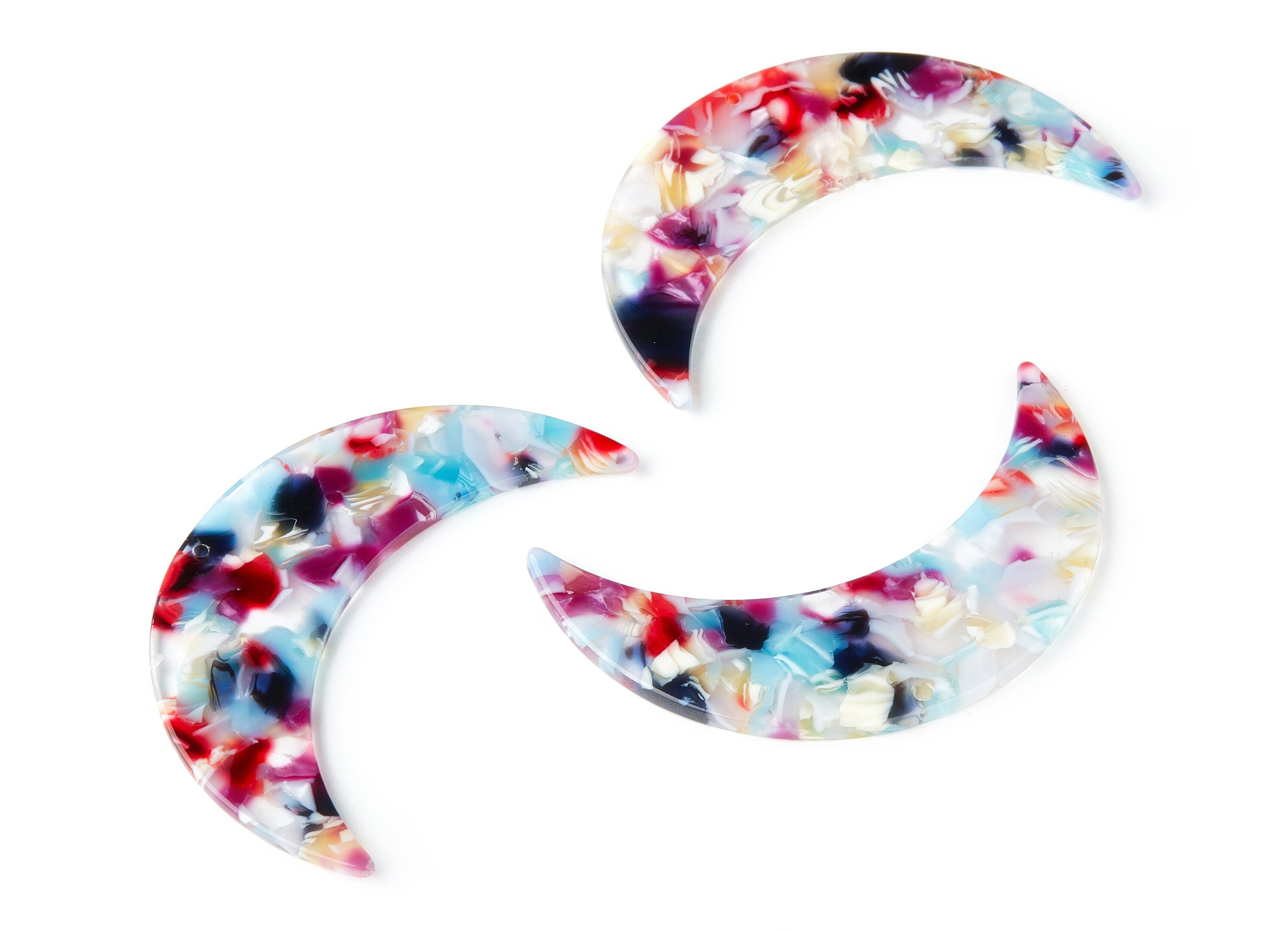 Acetate Crescent Earring Charms - Crescent Pendant - Earring Findings - Jewelry Supplies - Color Code: A184 - 61x18.42x2.6mm - AC1476-A184 - DOMEDBAZAAR