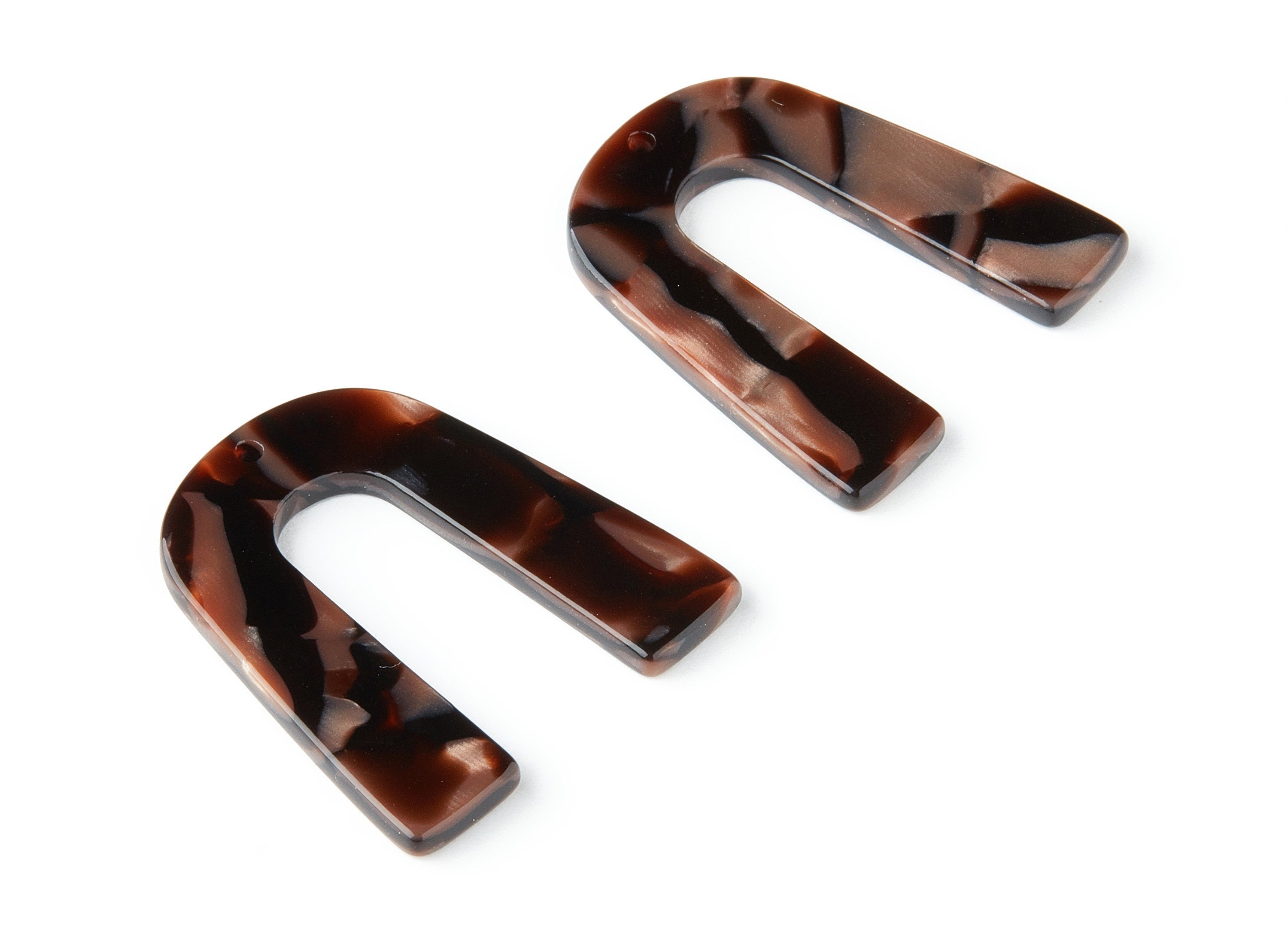 Acetate U Earring Charms  - U Shaped Pendant - Earring Findings - Jewelry Supplies - Color Code: A207 - 36.13x31.74x2.72mm - AC1493-A207 - DOMEDBAZAAR