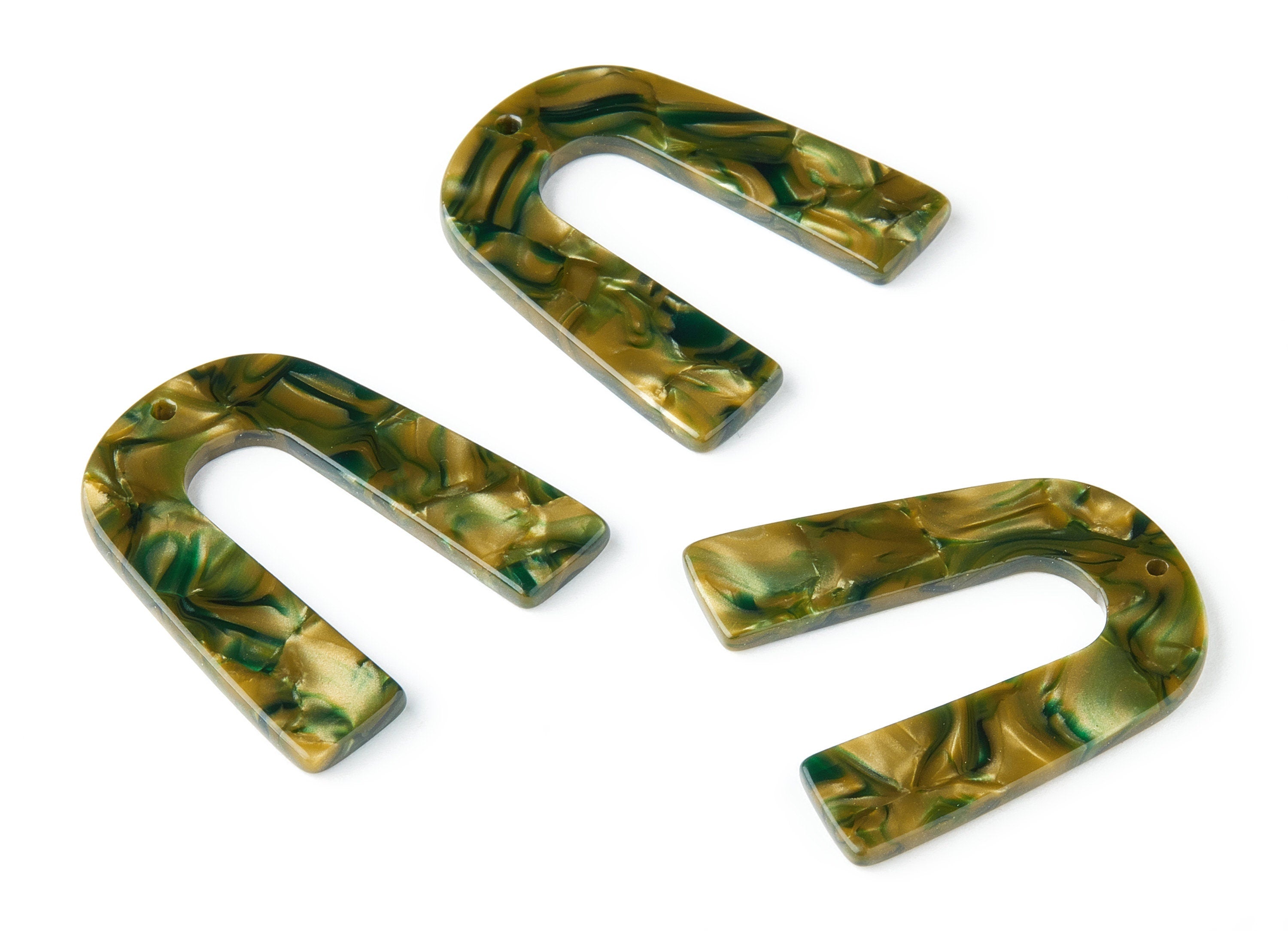 Acetate U Earring Charms - Acrylic U Pendant - Earring Findings - Jewelry Supplies - Color Code: A208 - 36.13x31.74x2.72mm - AC1493-A208 - DOMEDBAZAAR