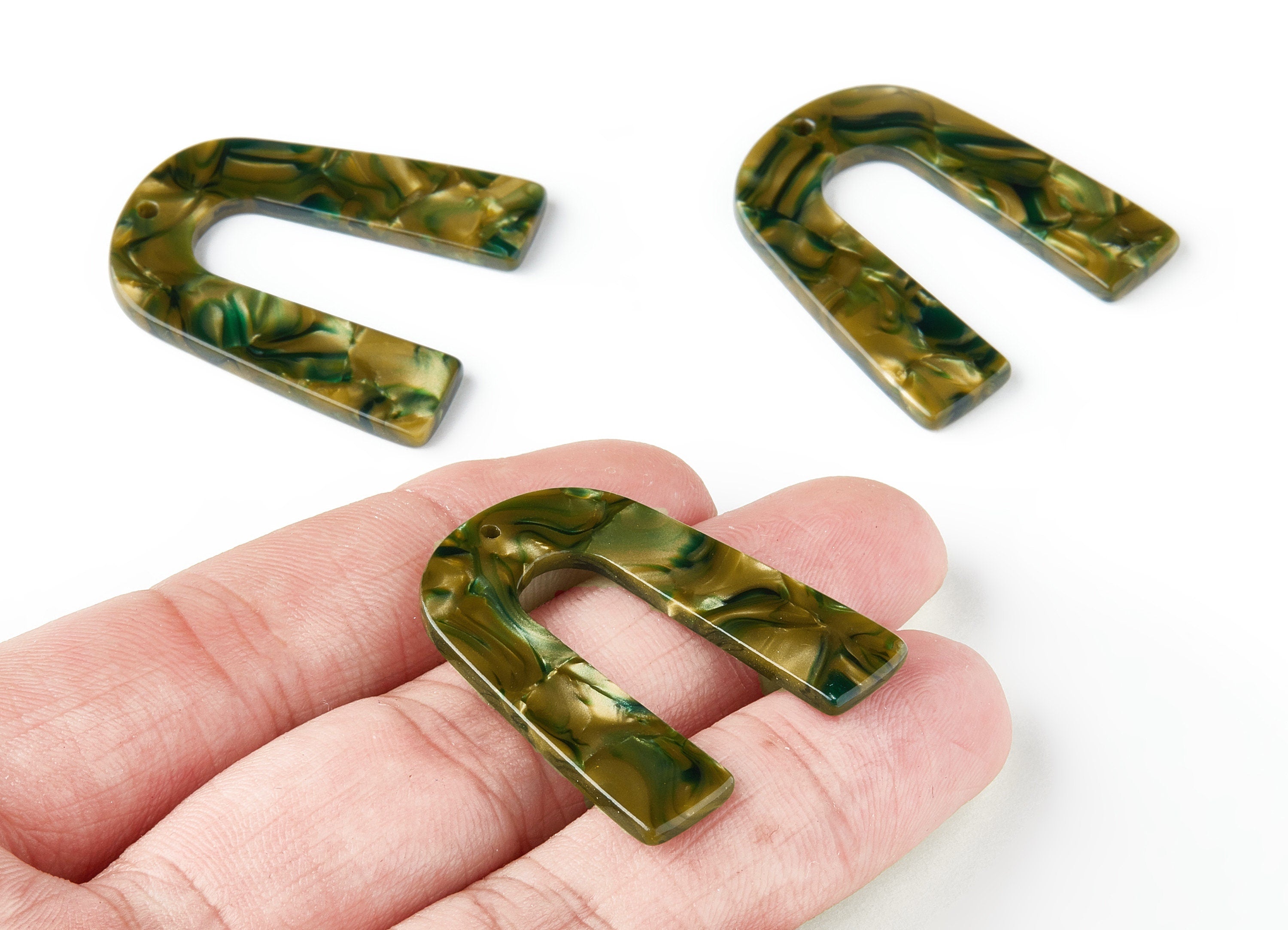 Acetate U Earring Charms - Acrylic U Pendant - Earring Findings - Jewelry Supplies - Color Code: A208 - 36.13x31.74x2.72mm - AC1493-A208 - DOMEDBAZAAR