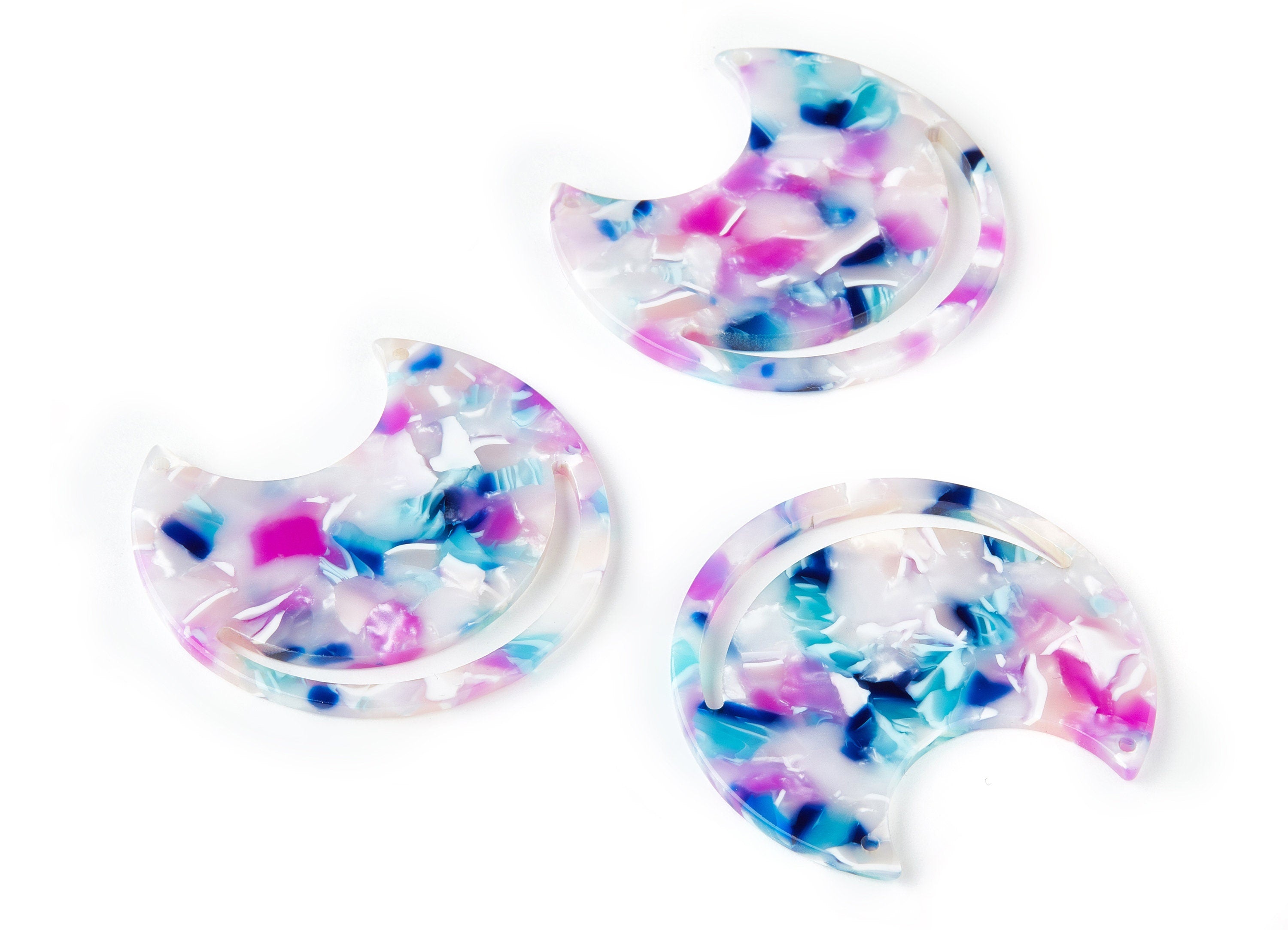 Acetate Moon Earring Charm - Acrylic Moon Pendant - Earring Findings - Jewelry Supplies - Color Code: A197 - 44.44x30.6x2.55mm - AC1486-A197 - DOMEDBAZAAR