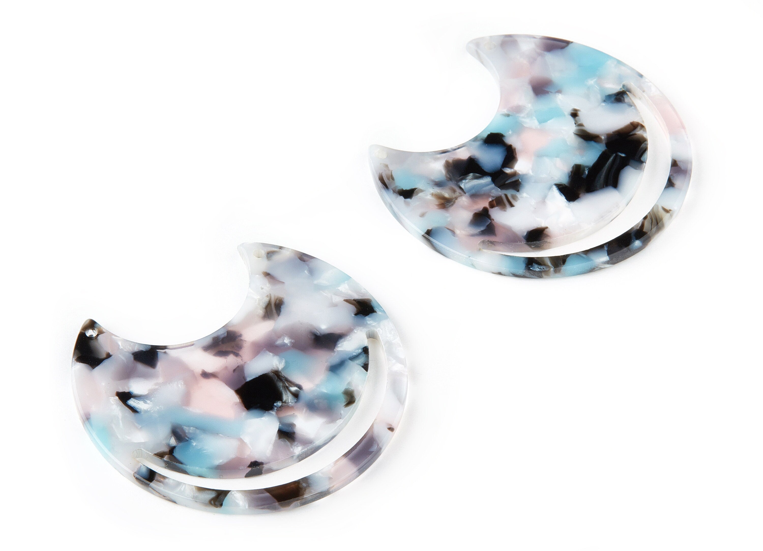 Acetate Moon Earring Charms - Moon Shaped Pendant - Earring Findings - Jewelry Supplies - Color Code: A198 - 44.44x30.6x2.55mm - AC1486-A198 - DOMEDBAZAAR