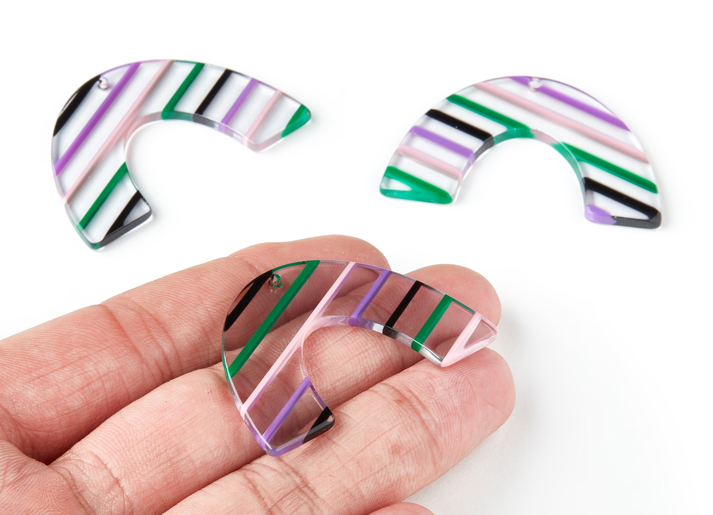 Acetate Large Arch Earring Charms - U Shaped Pendant - Earring Findings - Jewelry Supplies - Color Code: A181 - 47.71x30x2.72 - AC1095-A181 - DOMEDBAZAAR