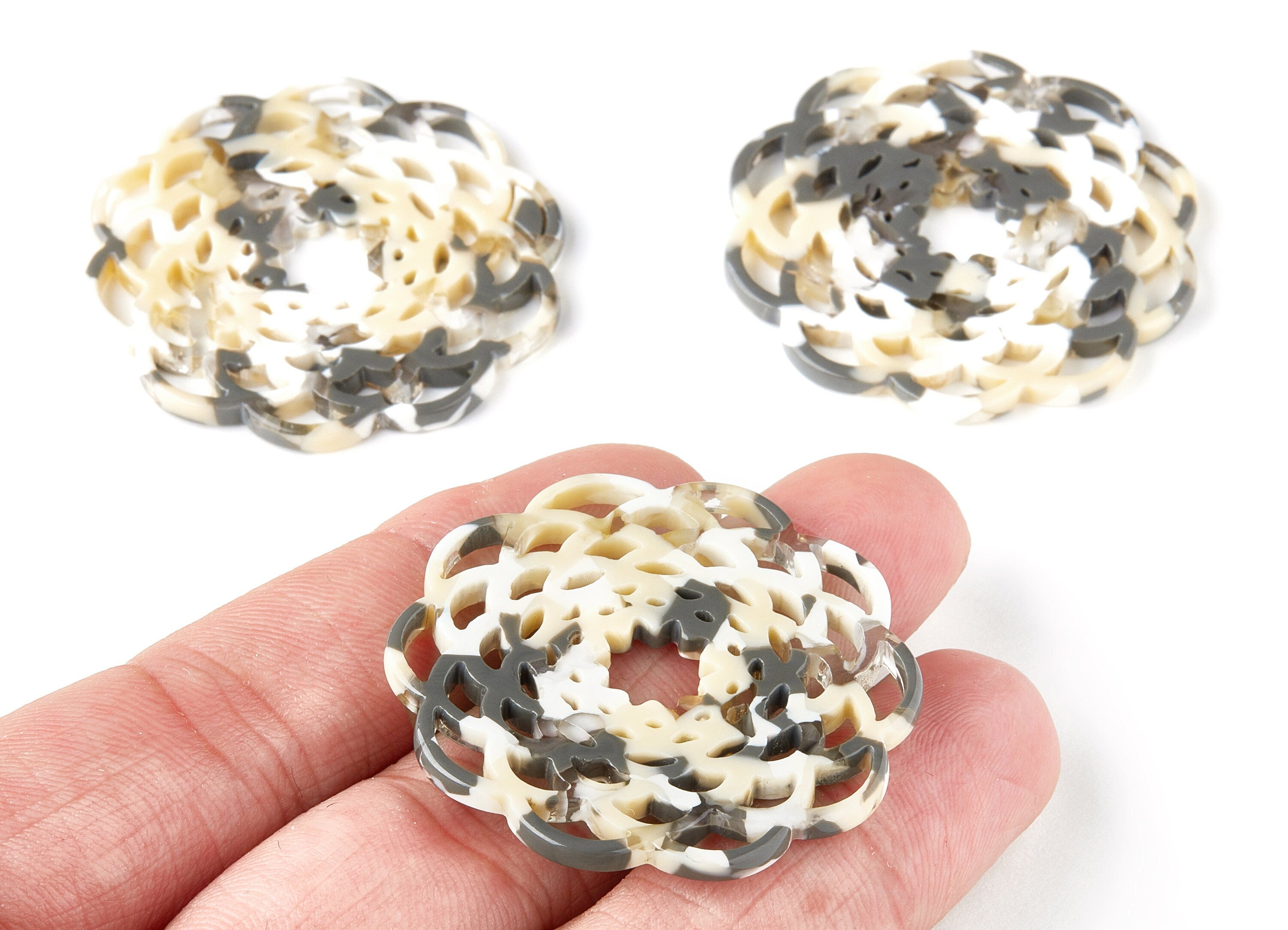 Acetate Flower Charms - Flower Earring and Pendant - Earring Findings - Jewelry Supply - Color Code: A210 - 39.98x39.98x2.69mm - AC1504-A210 - DOMEDBAZAAR