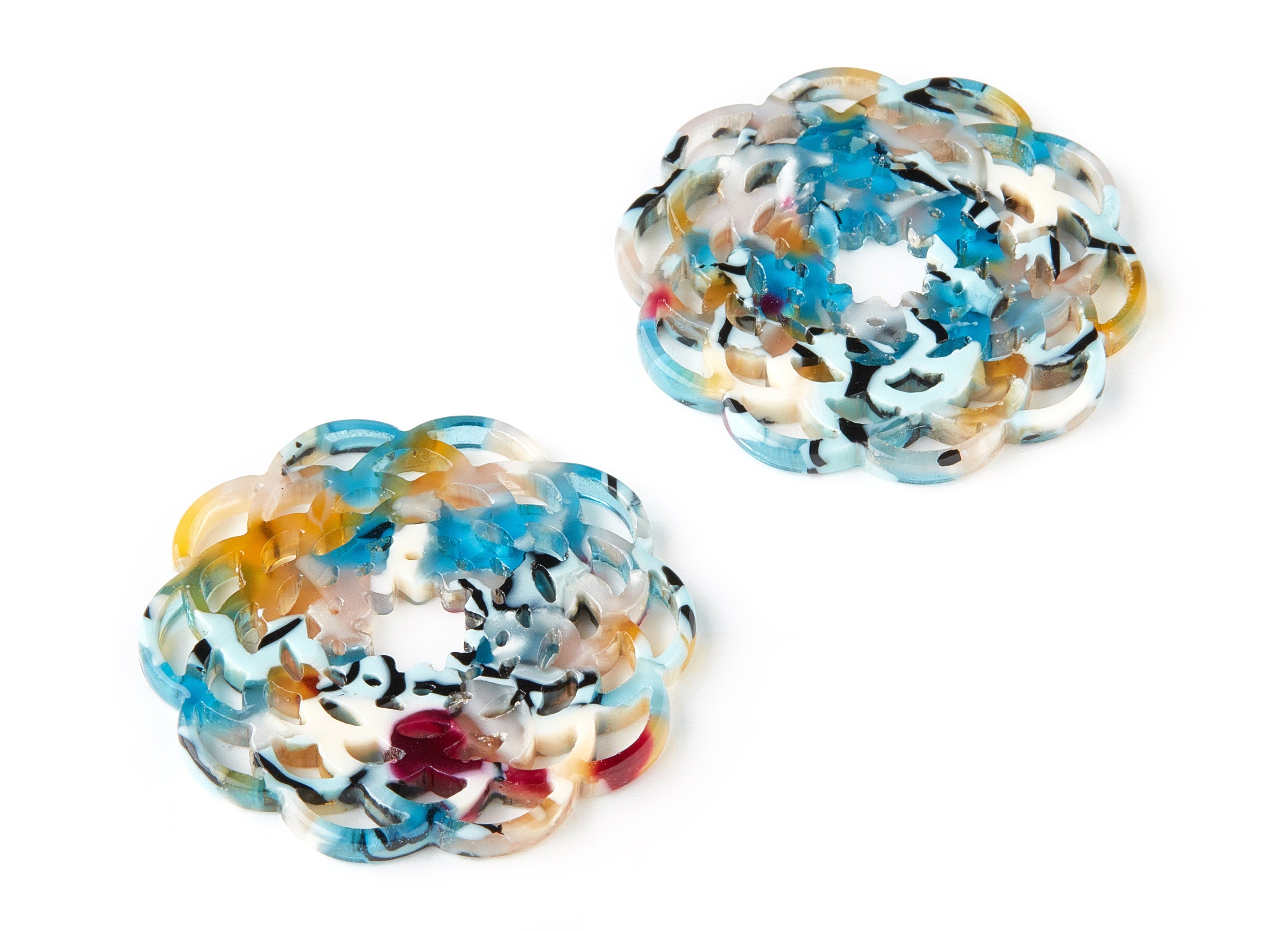 Acetate Flower Charms - Flower Earring and Pendant - Earring Findings - Jewelry Supply - Color Code: A209 - 39.98x39.98x2.69mm - AC1504-A209 - DOMEDBAZAAR
