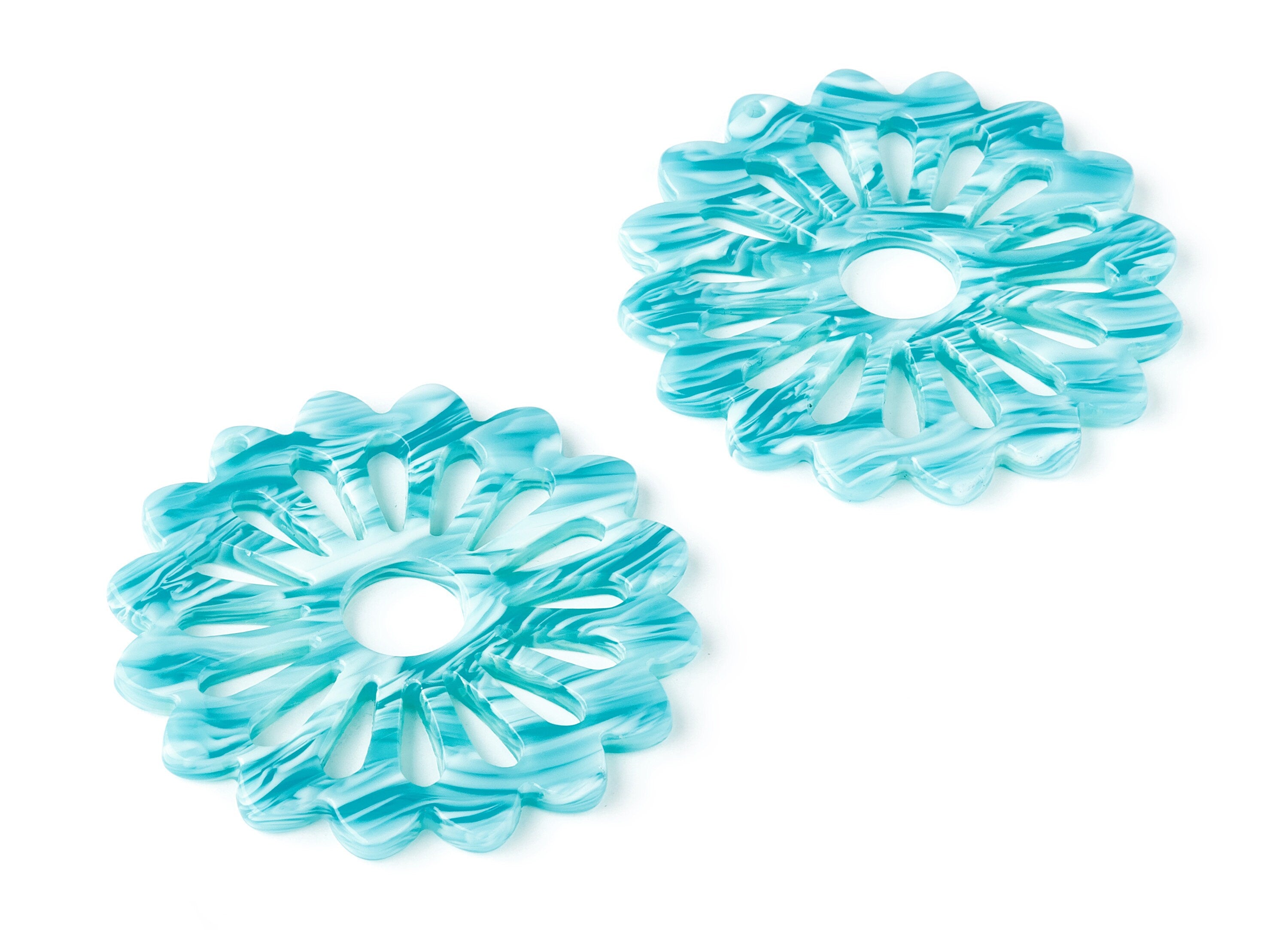 Acetate Flower Earring Charms - Flower Pendant - Earring Findings - Jewelry Supplies - Color Code: A170 - 49.12x49.12x2.55mm - AC1452-A170 - DOMEDBAZAAR