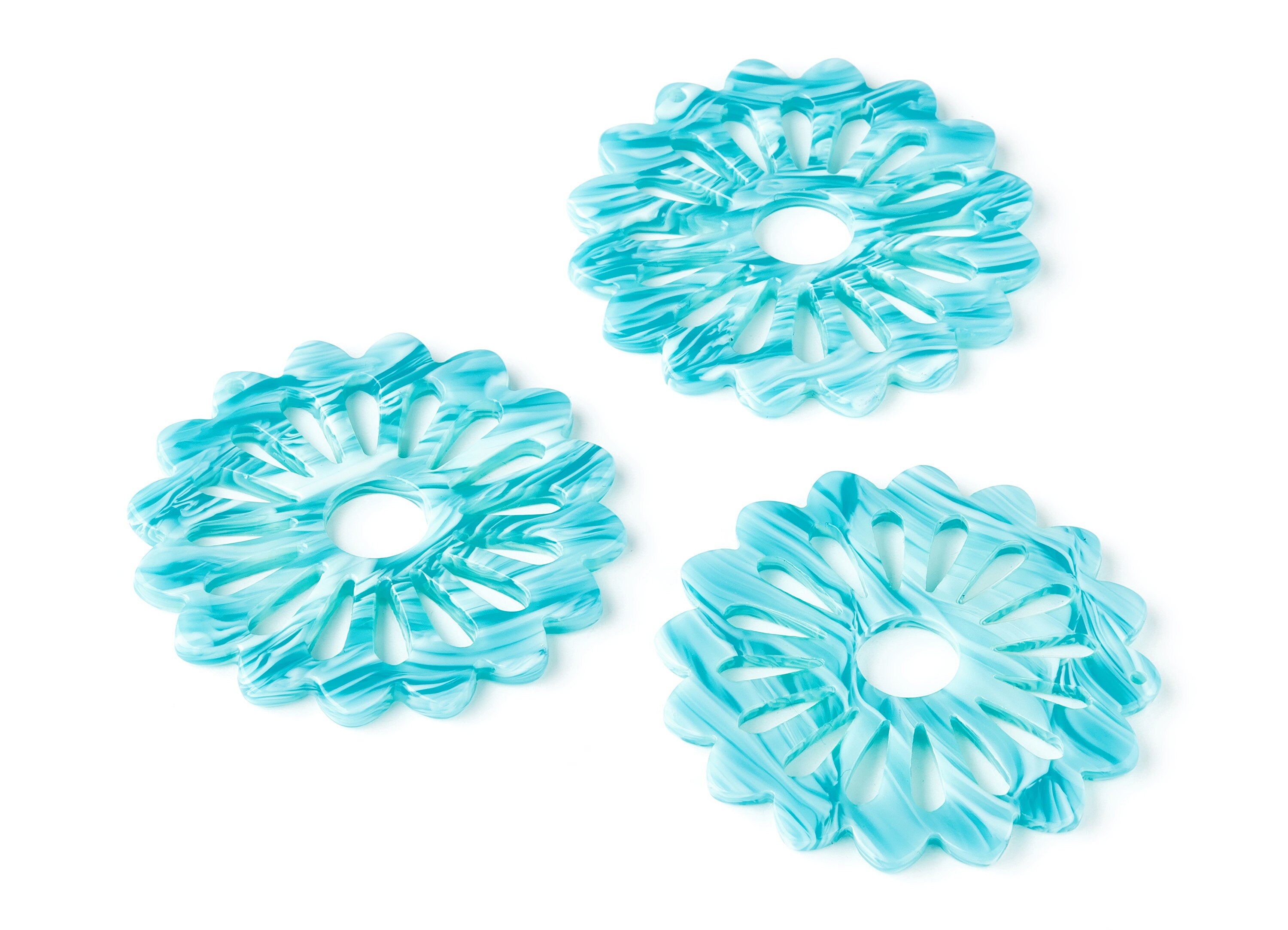 Acetate Flower Earring Charms - Flower Pendant - Earring Findings - Jewelry Supplies - Color Code: A170 - 49.12x49.12x2.55mm - AC1452-A170 - DOMEDBAZAAR