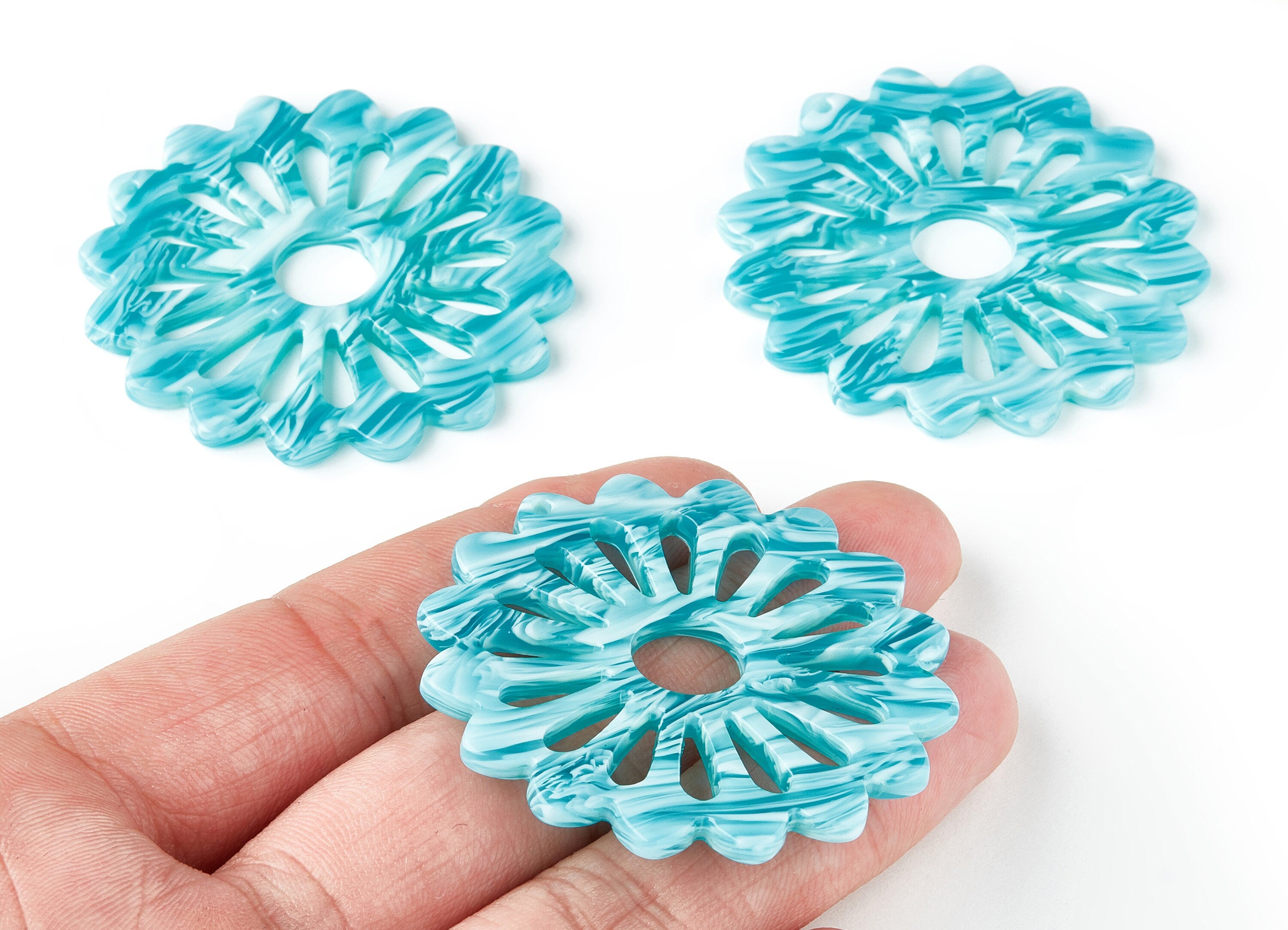 Acetate Flower Earring Charms - Flower Pendant - Earring Findings - Jewelry Supplies - Color Code: A170 - 49.12x49.12x2.55mm - AC1452-A170 - DOMEDBAZAAR