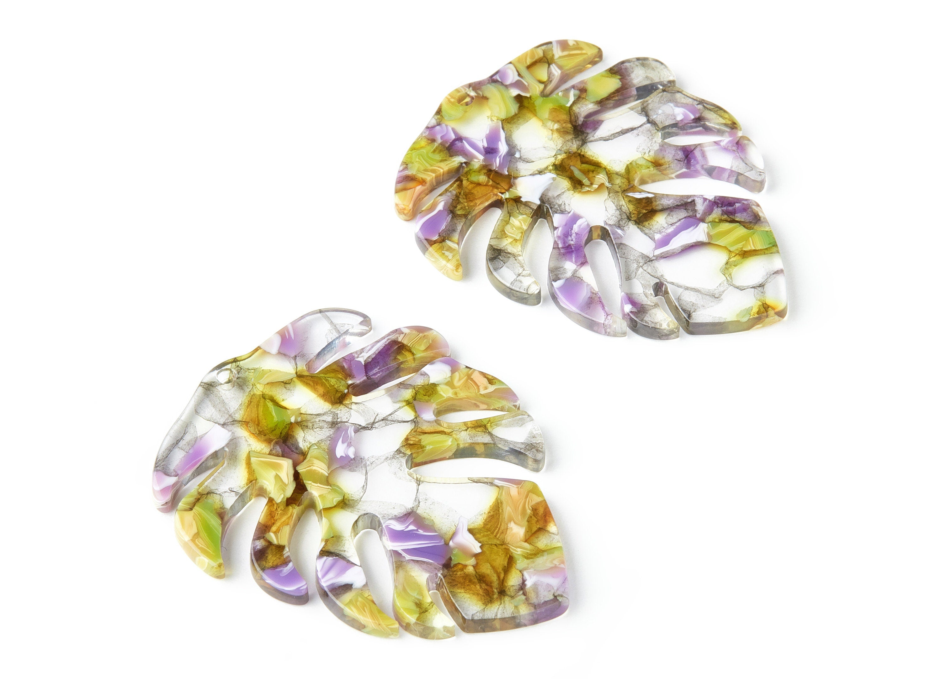 Acetate Leaf Earring Charms - Leaf Shaped Pendant - Earring Findings - Jewelry Supplies - Color Code: A167 - 49.56x40.27x2.6mm - AC1451-A167 - DOMEDBAZAAR