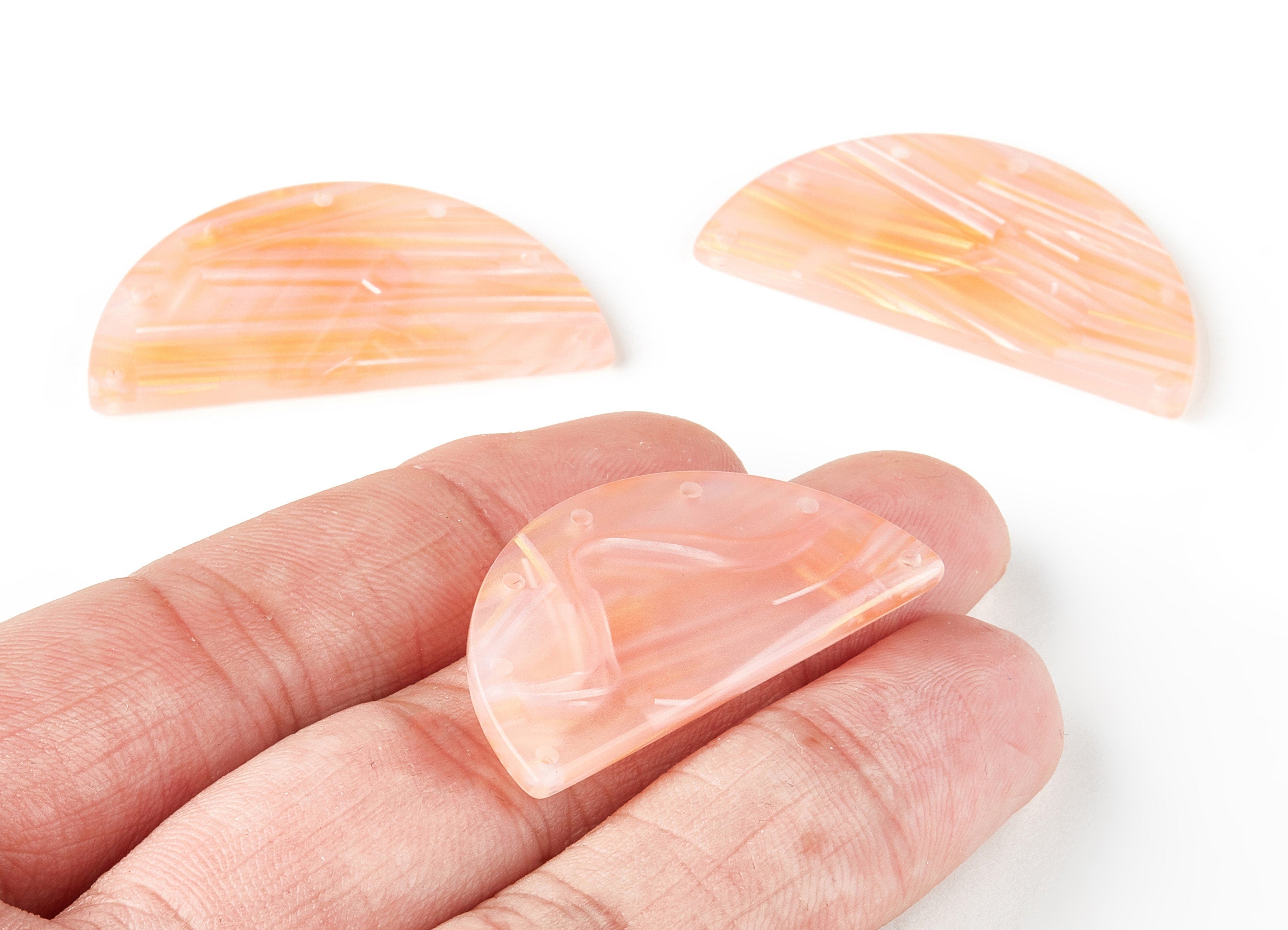 Acetate Acrylic Earring Connectors - 7 Holes - Semicircular Earrings - Jewelry Supplies - Color Code: A172 - 40.03x20.14x3mm - AC1456-A172 - DOMEDBAZAAR