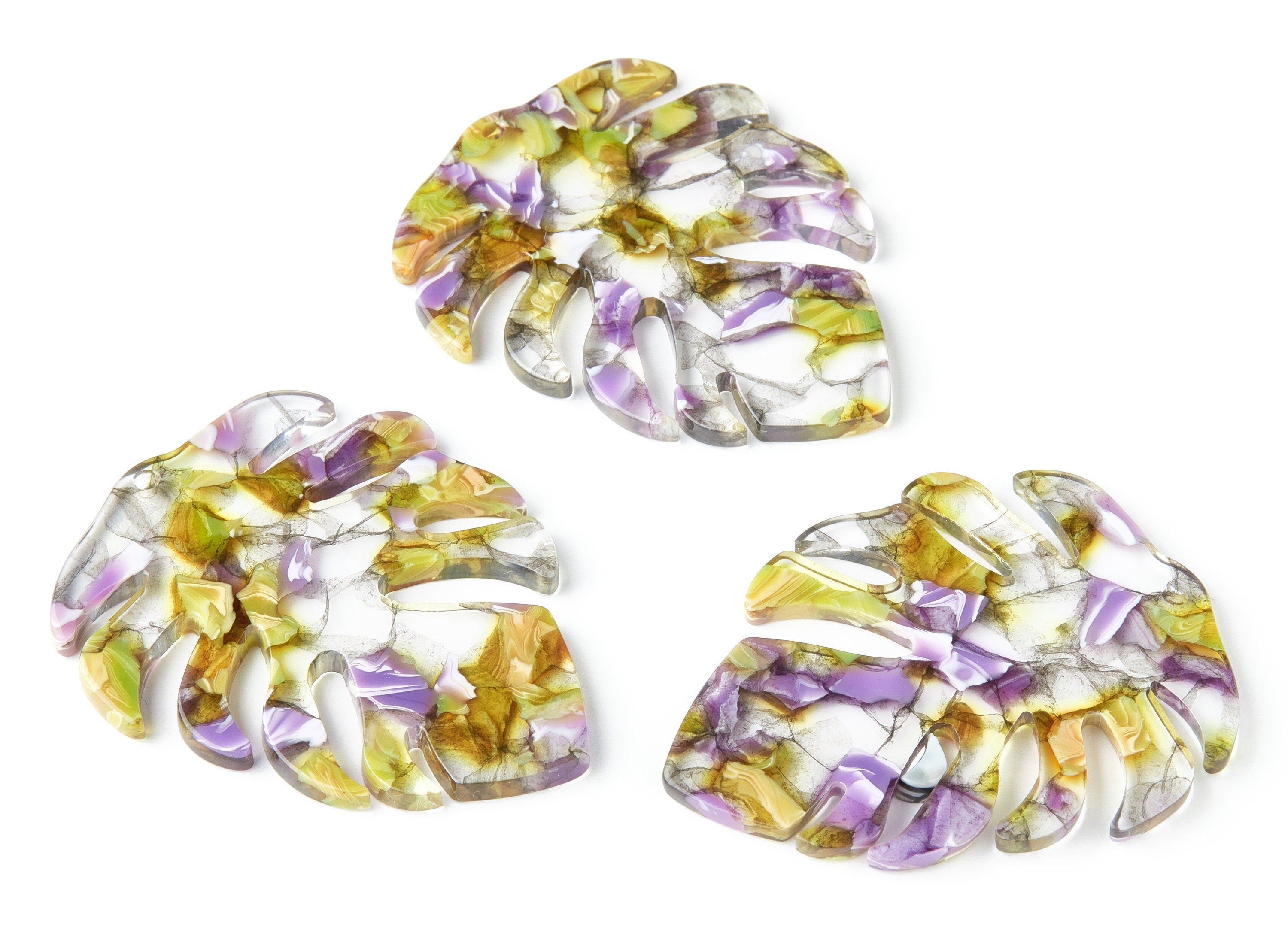 Acetate Leaf Earring Charms - Leaf Shaped Pendant - Earring Findings - Jewelry Supplies - Color Code: A167 - 49.56x40.27x2.6mm - AC1451-A167 - DOMEDBAZAAR