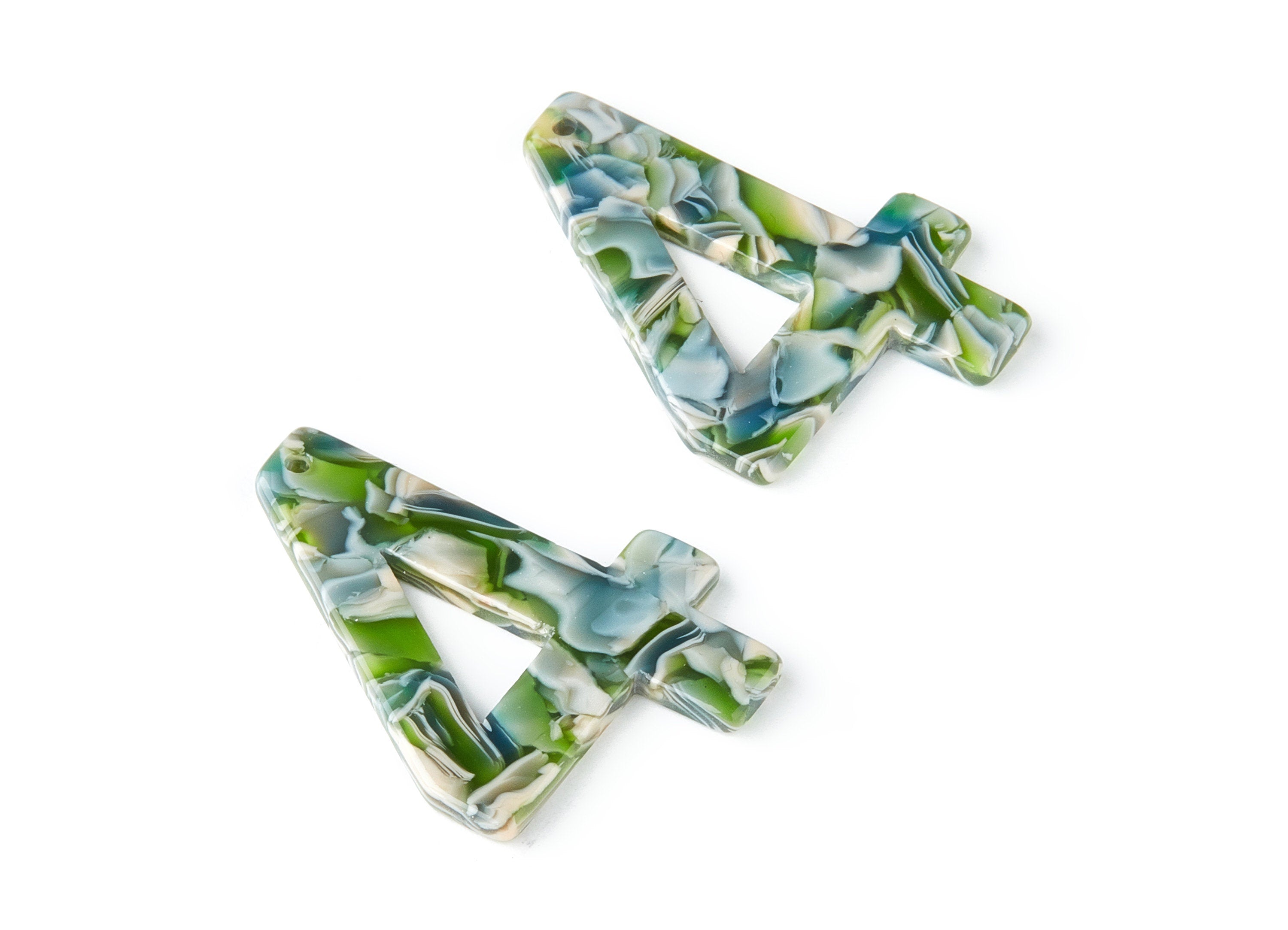 Acetate Number 4 Earring Charms - Number 4 Pendant - Earring Findings - Jewelry Supplies - Color Code:A173 - 38.93x28.06x2.5mm - AC1461-A173 - DOMEDBAZAAR