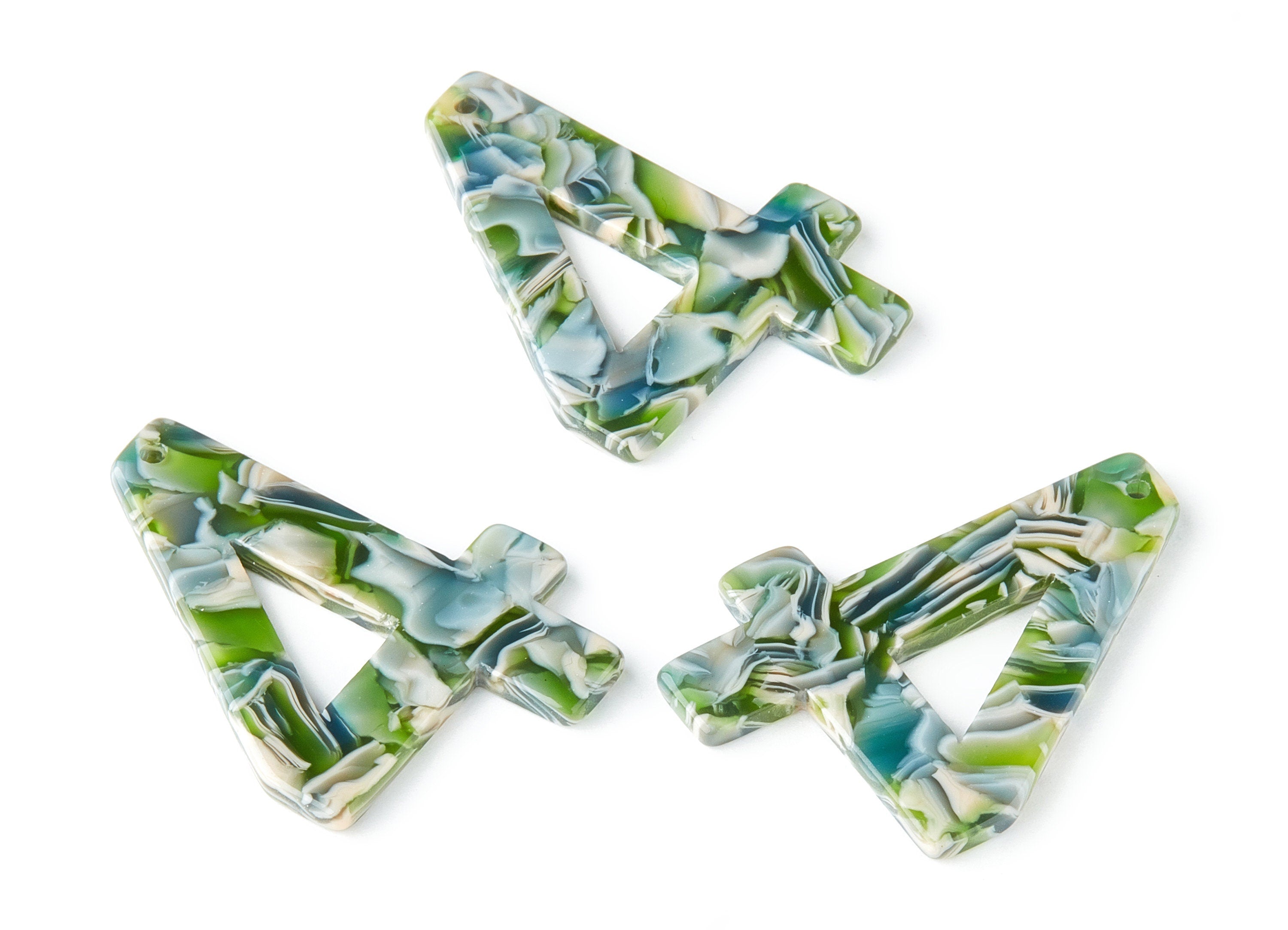Acetate Number 4 Earring Charms - Number 4 Pendant - Earring Findings - Jewelry Supplies - Color Code:A173 - 38.93x28.06x2.5mm - AC1461-A173 - DOMEDBAZAAR