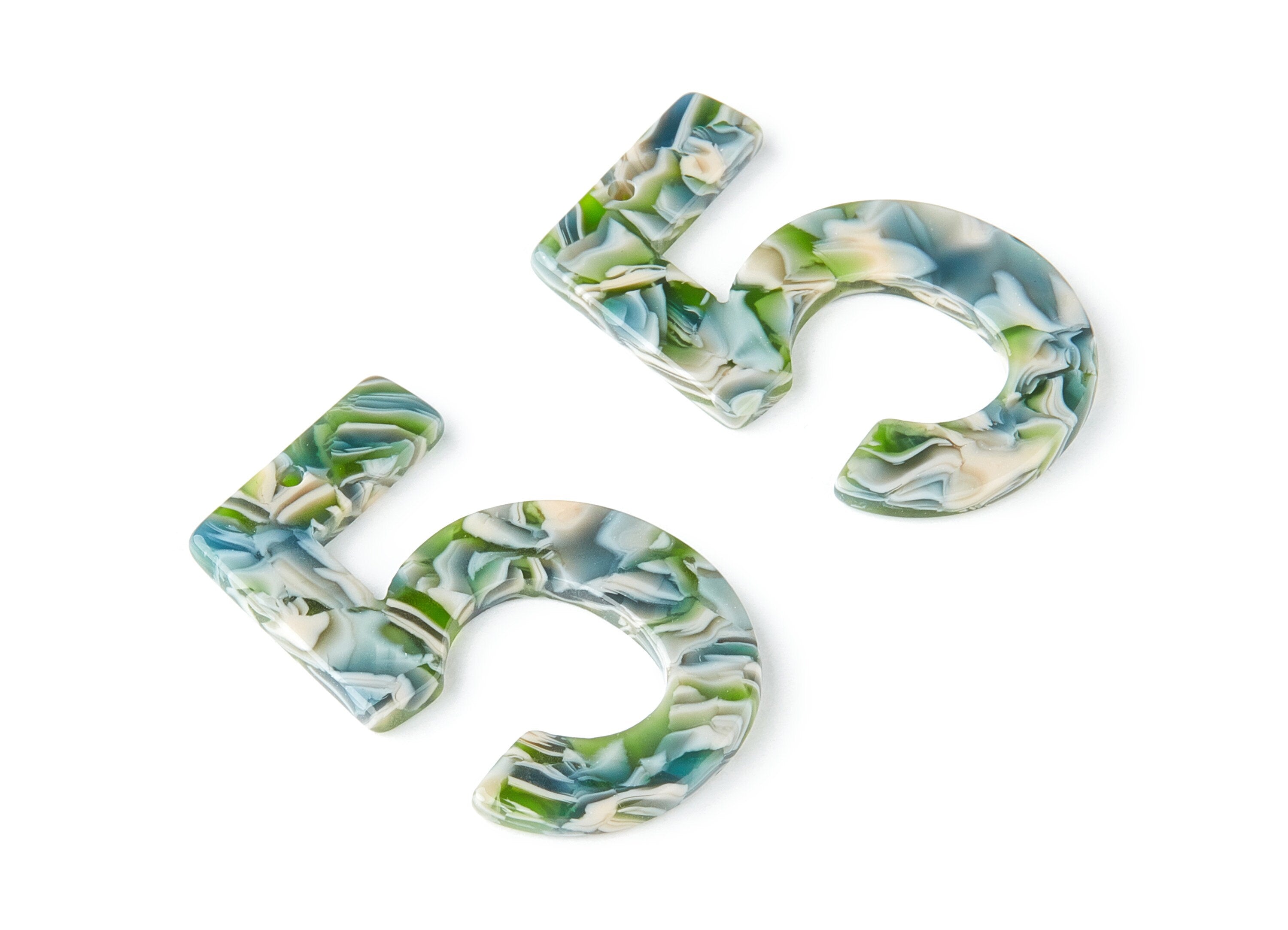 Acetate Number 5 Earring Charms - Number 5 Pendant - Earring Findings - Jewelry Supplies - Color Code:A173 - 38.69x25.71x2.5mm - AC1462-A173 - DOMEDBAZAAR