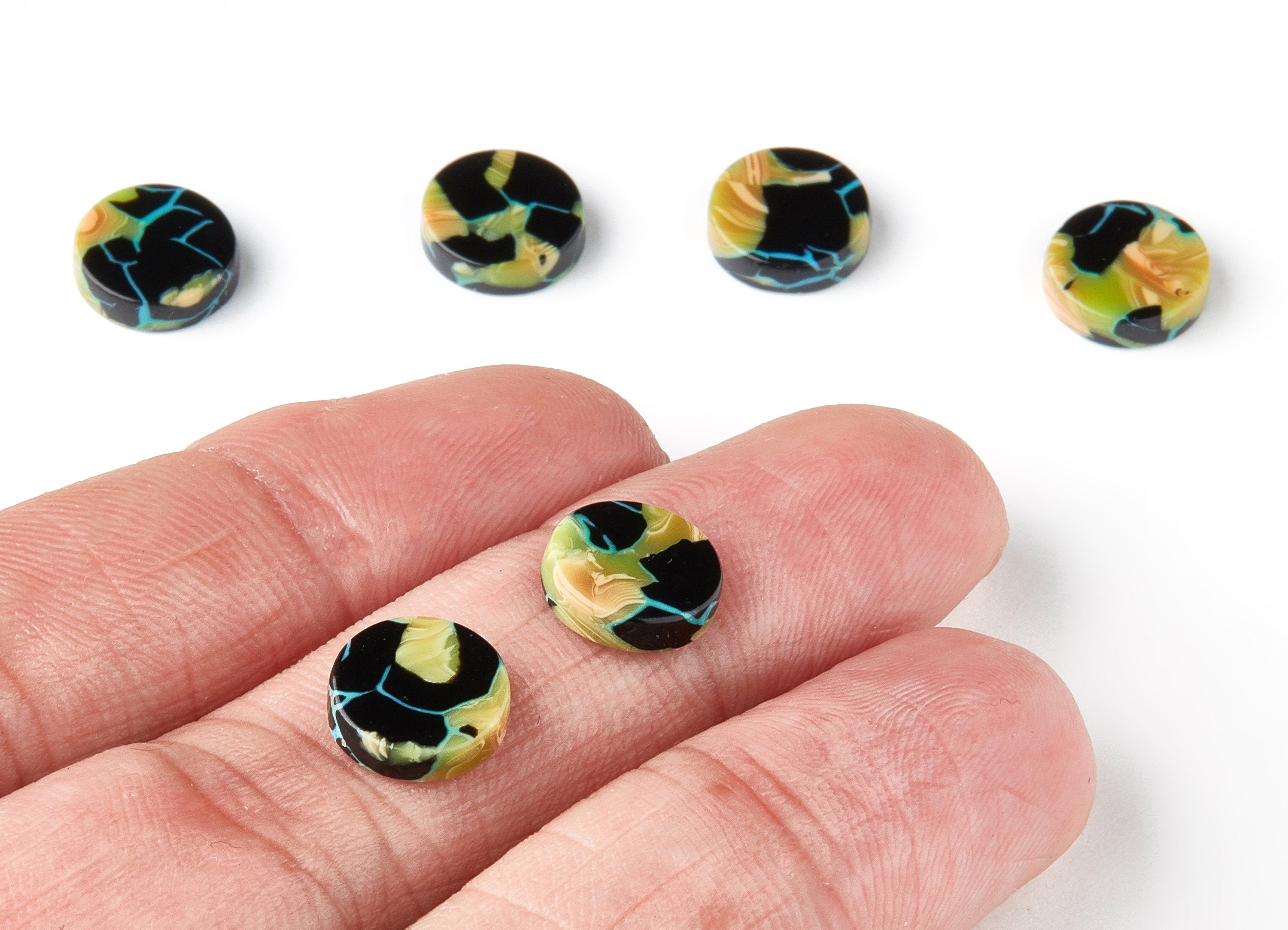 Acetate Round Earring Blanks - Round Shaped Blanks - No Hole - Jewelry Supplies - Color Code: A169 - 9.7x9.7x2.66mm - AC1453-A169 - DOMEDBAZAAR