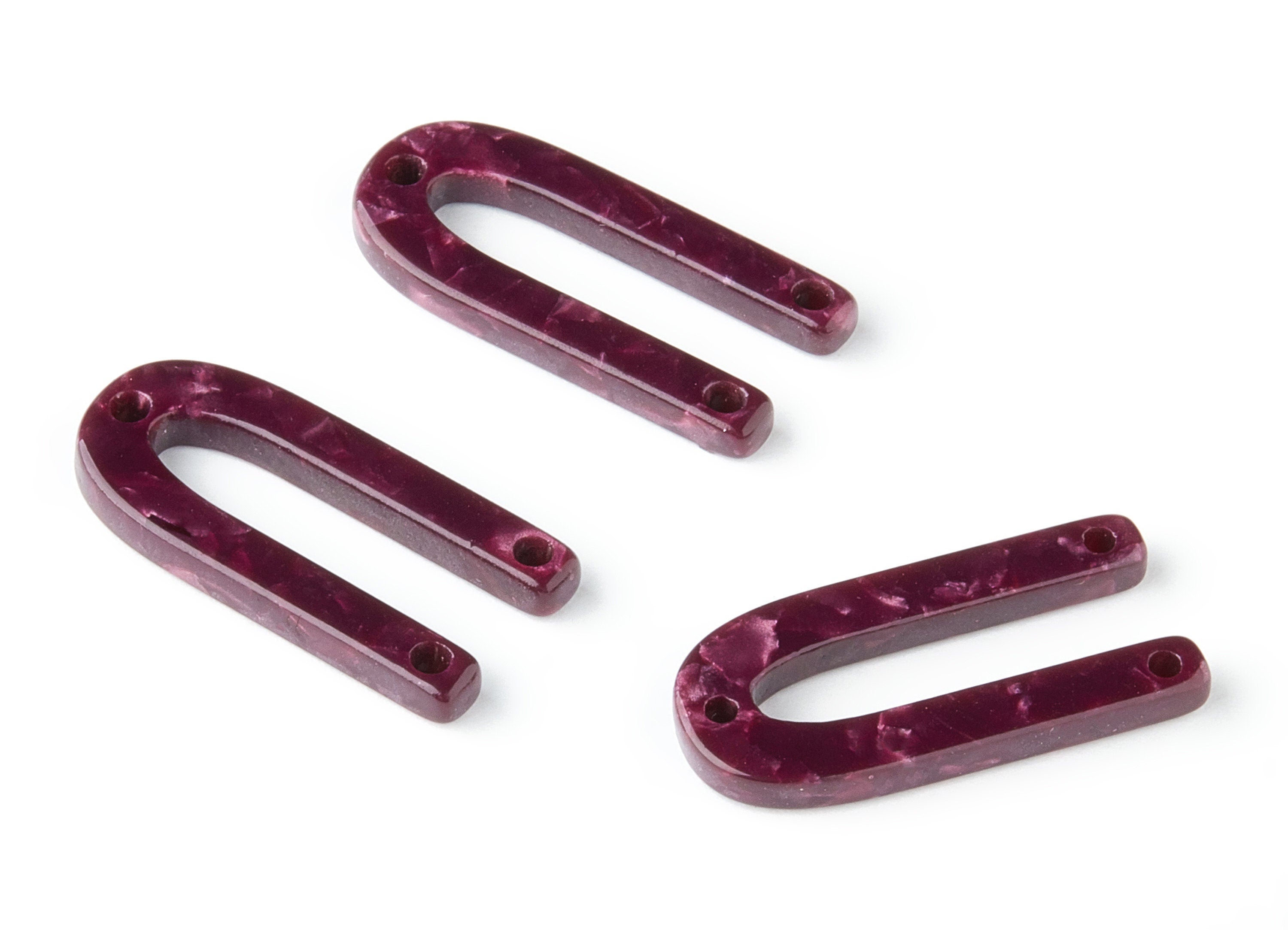 Acetate U Earring Connectors - U Pendant - 3 Hole - Earring Findings - Jewelry Supplies - Color Code: A159 - 25.5x11.55x2.55mm - AC1445-A159 - DOMEDBAZAAR