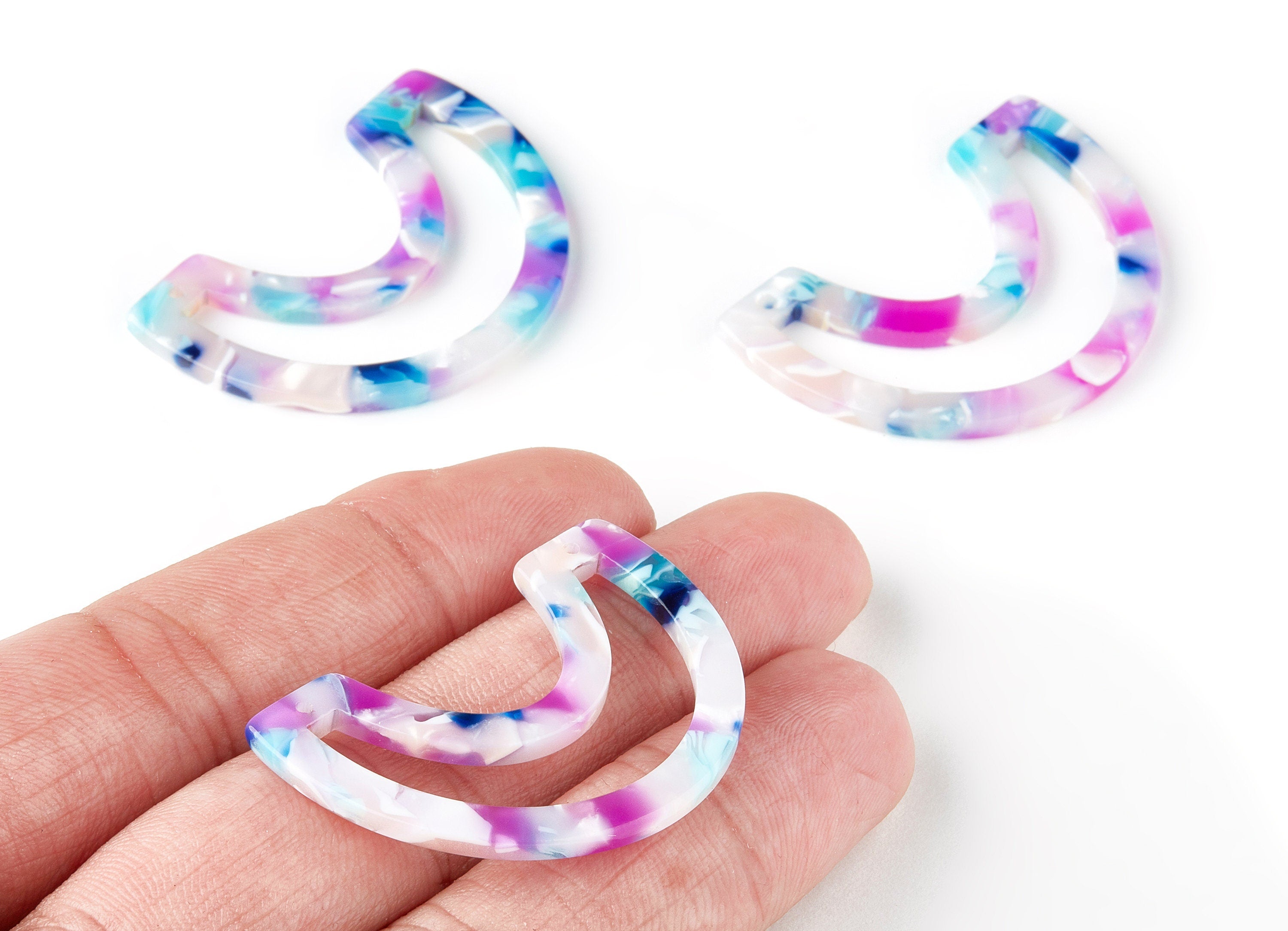 Acetate Moon Earring Charms - Moon Pendant - Earring Findings - Jewelry Supplies - Color Code:A197 - 39.88x15.29x2.58mm - AC1506-A197 - DOMEDBAZAAR