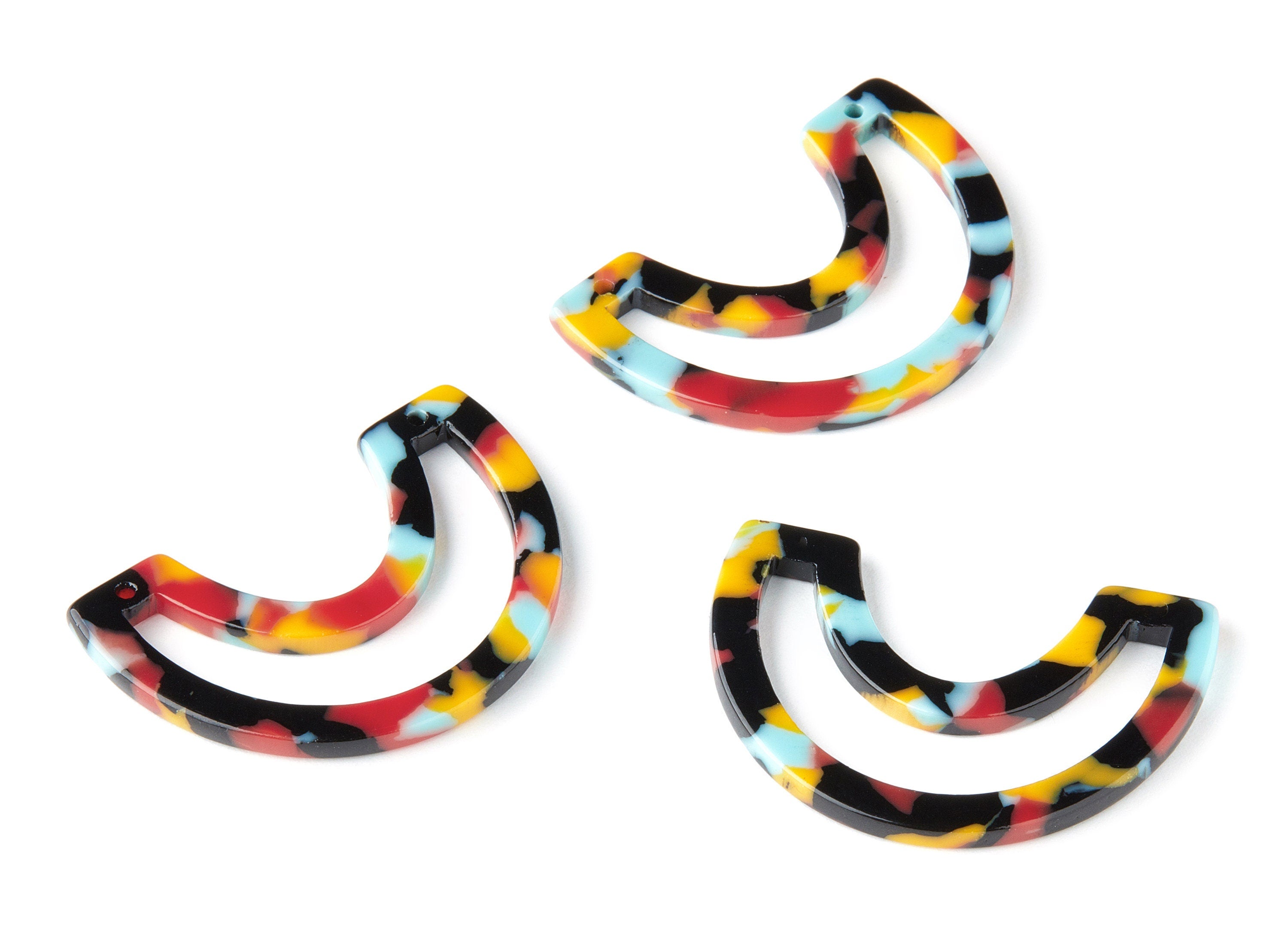 Acetate Moon Earring Charms - Moon Pendant - Earring Findings - Jewelry Supplies - Color Code:A196 - 39.88x15.29x2.58mm - AC1506-A196 - DOMEDBAZAAR