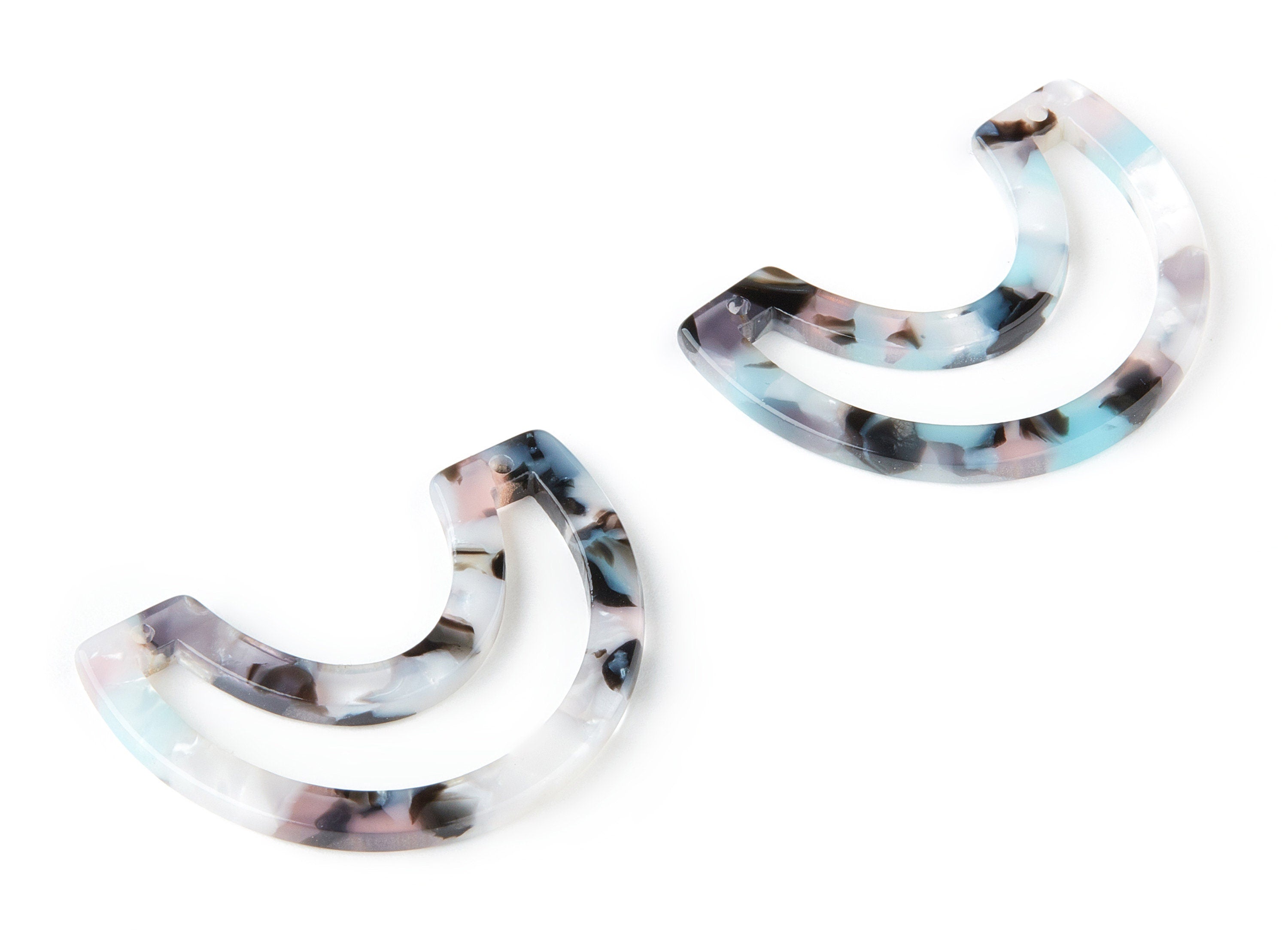 Acetate Moon Earring Charms - Moon Pendant - Earring Findings - Jewelry Supplies - Color Code:A198 - 39.88x15.29x2.58mm - AC1506-A198 - DOMEDBAZAAR