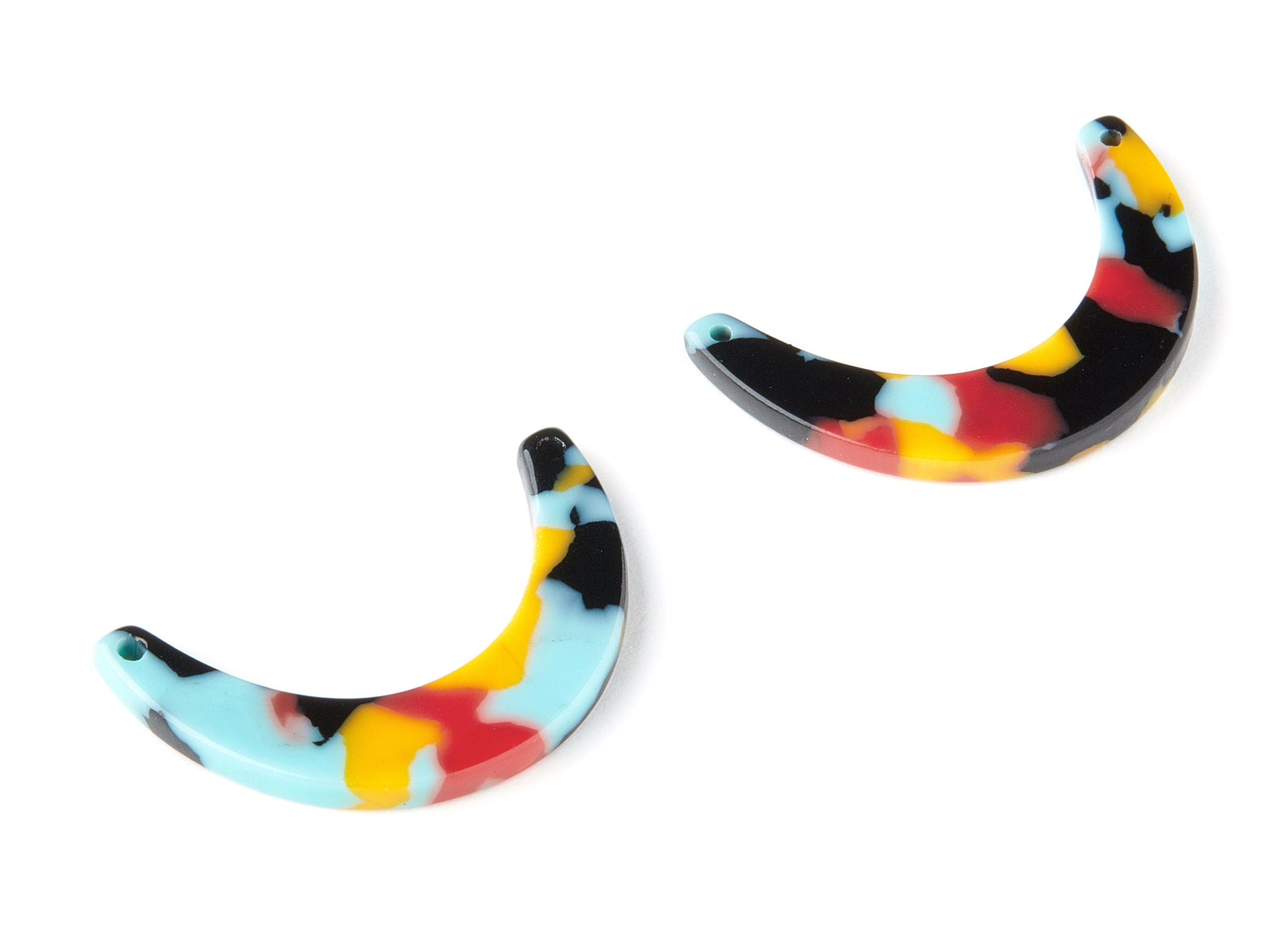 Acetate Moon Connector - 2 Holes - Moon Earrings and Pendant - Earring Findings  - Color Code:A196 - 31.83x7.2x2.53mm - AC1507-A196 - DOMEDBAZAAR