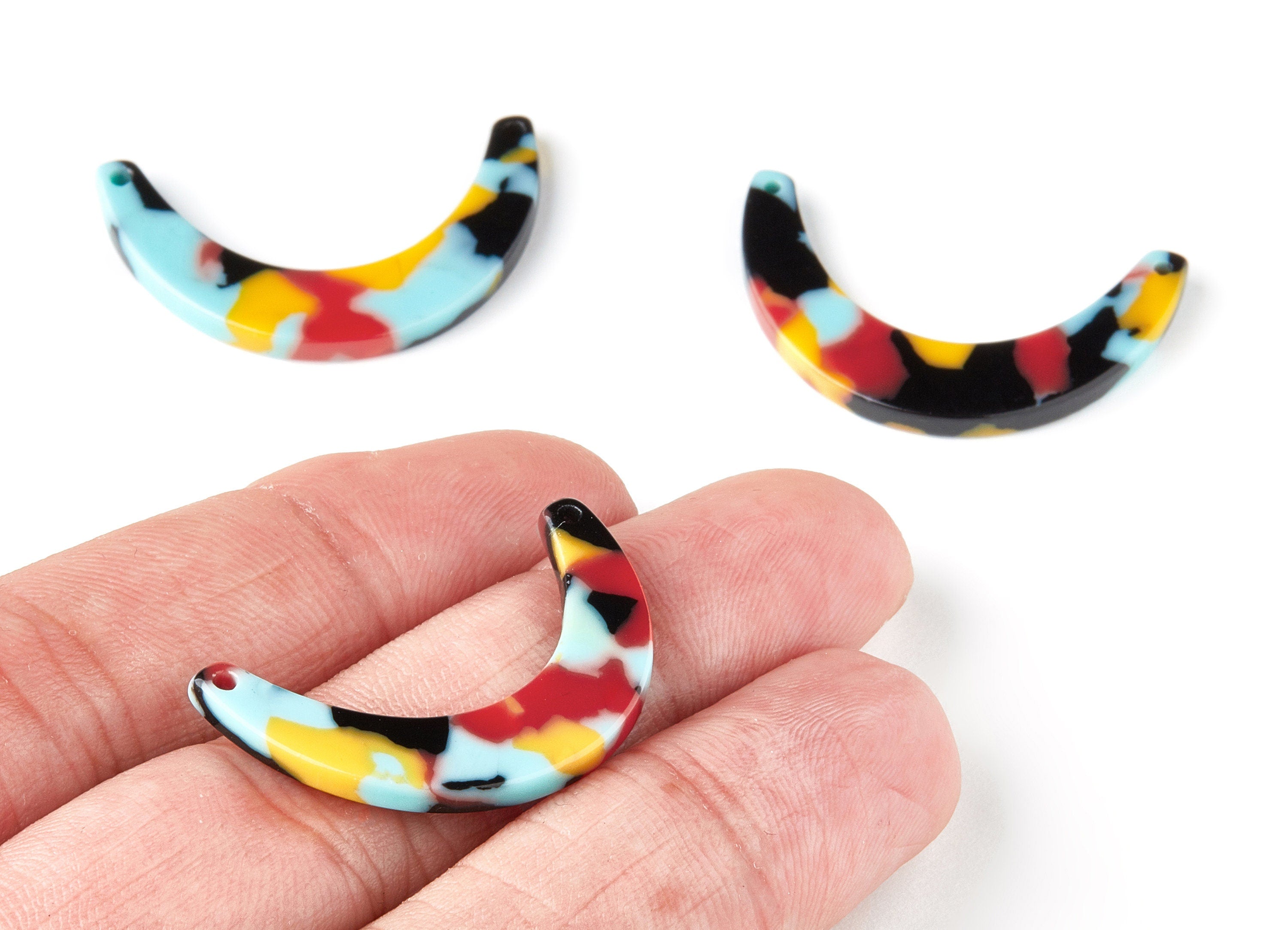 Acetate Moon Connector - 2 Holes - Moon Earrings and Pendant - Earring Findings  - Color Code:A196 - 31.83x7.2x2.53mm - AC1507-A196 - DOMEDBAZAAR
