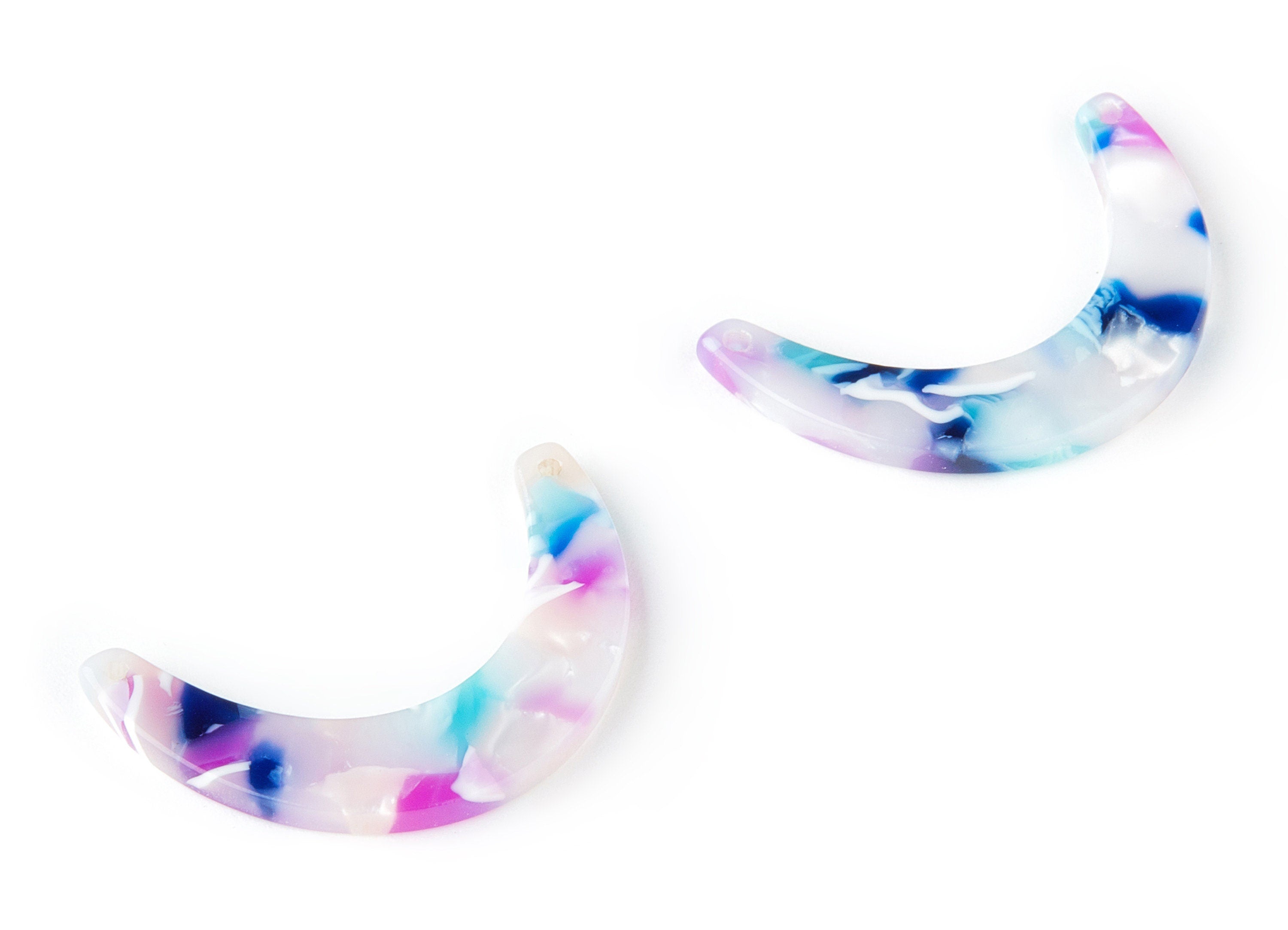 Acetate Moon Connector - 2 Holes - Moon Earrings and Pendant - Earring Findings  - Color Code:A197 - 31.83x7.2x2.53mm - AC1507-A197 - DOMEDBAZAAR