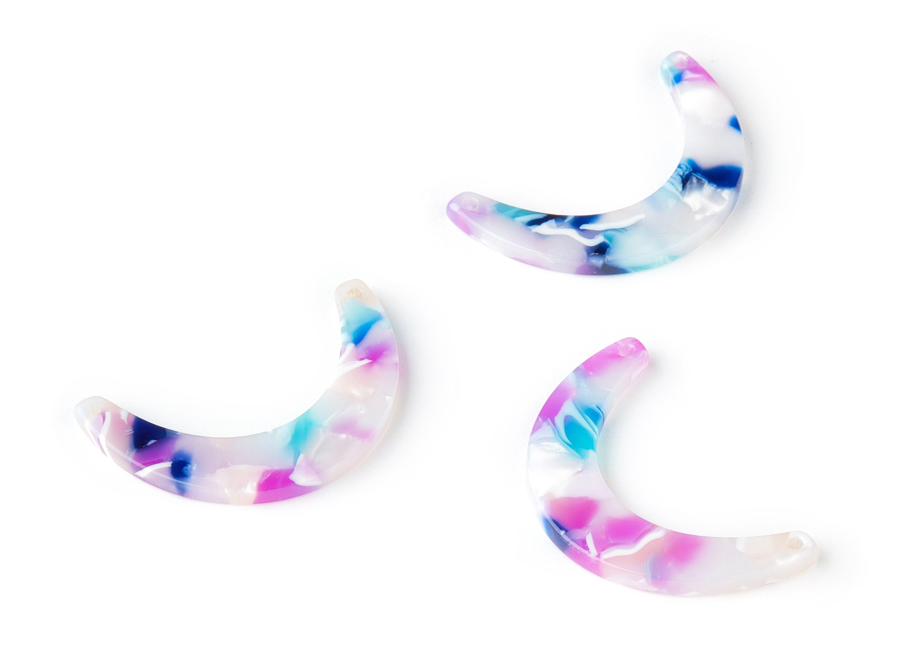 Acetate Moon Connector - 2 Holes - Moon Earrings and Pendant - Earring Findings  - Color Code:A197 - 31.83x7.2x2.53mm - AC1507-A197 - DOMEDBAZAAR
