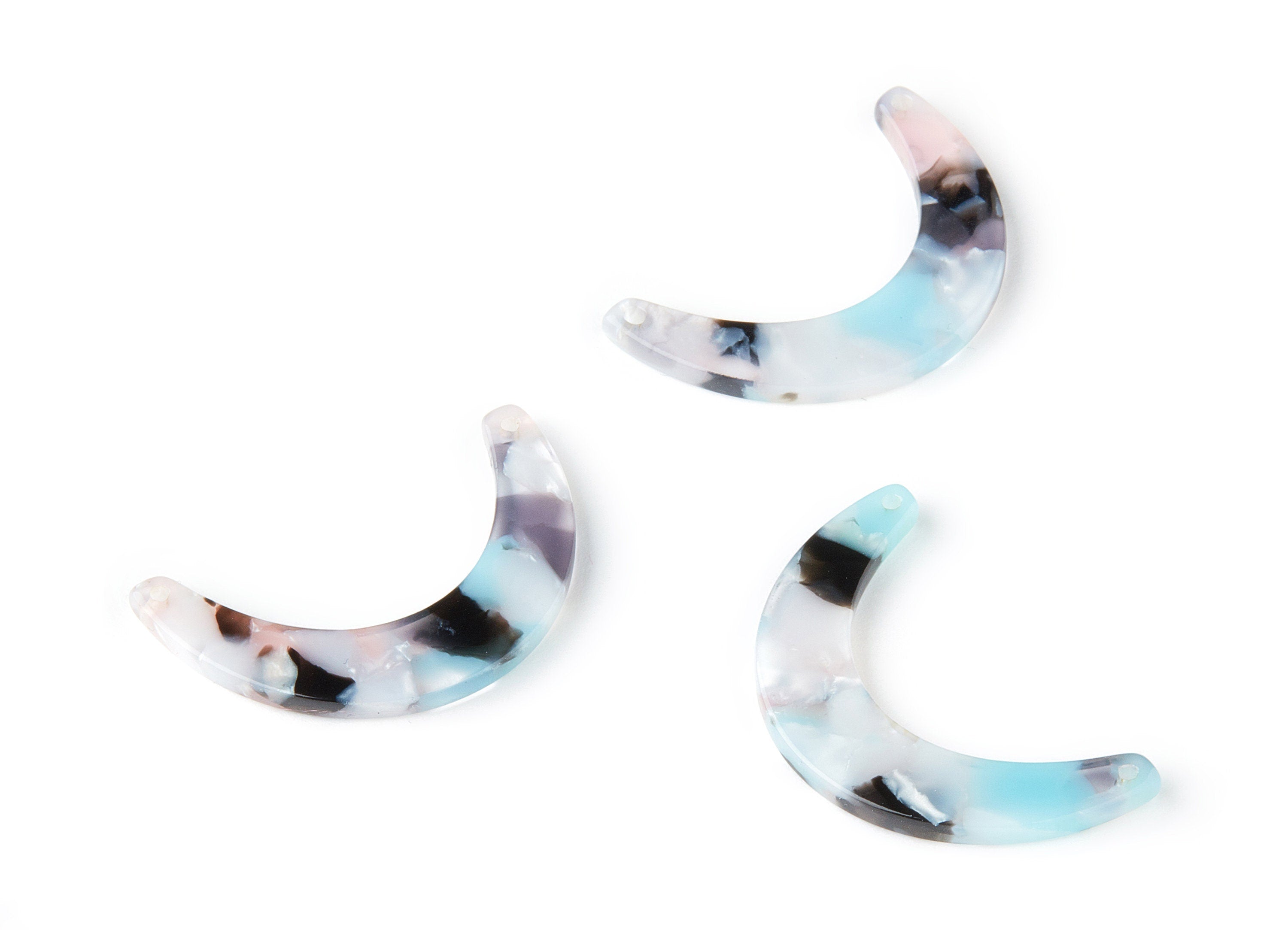 Acetate Moon Connector - 2 Holes - Moon Earrings and Pendant - Earring Findings  - Color Code:A198- 31.83x7.2x2.53mm - AC1507-A198 - DOMEDBAZAAR