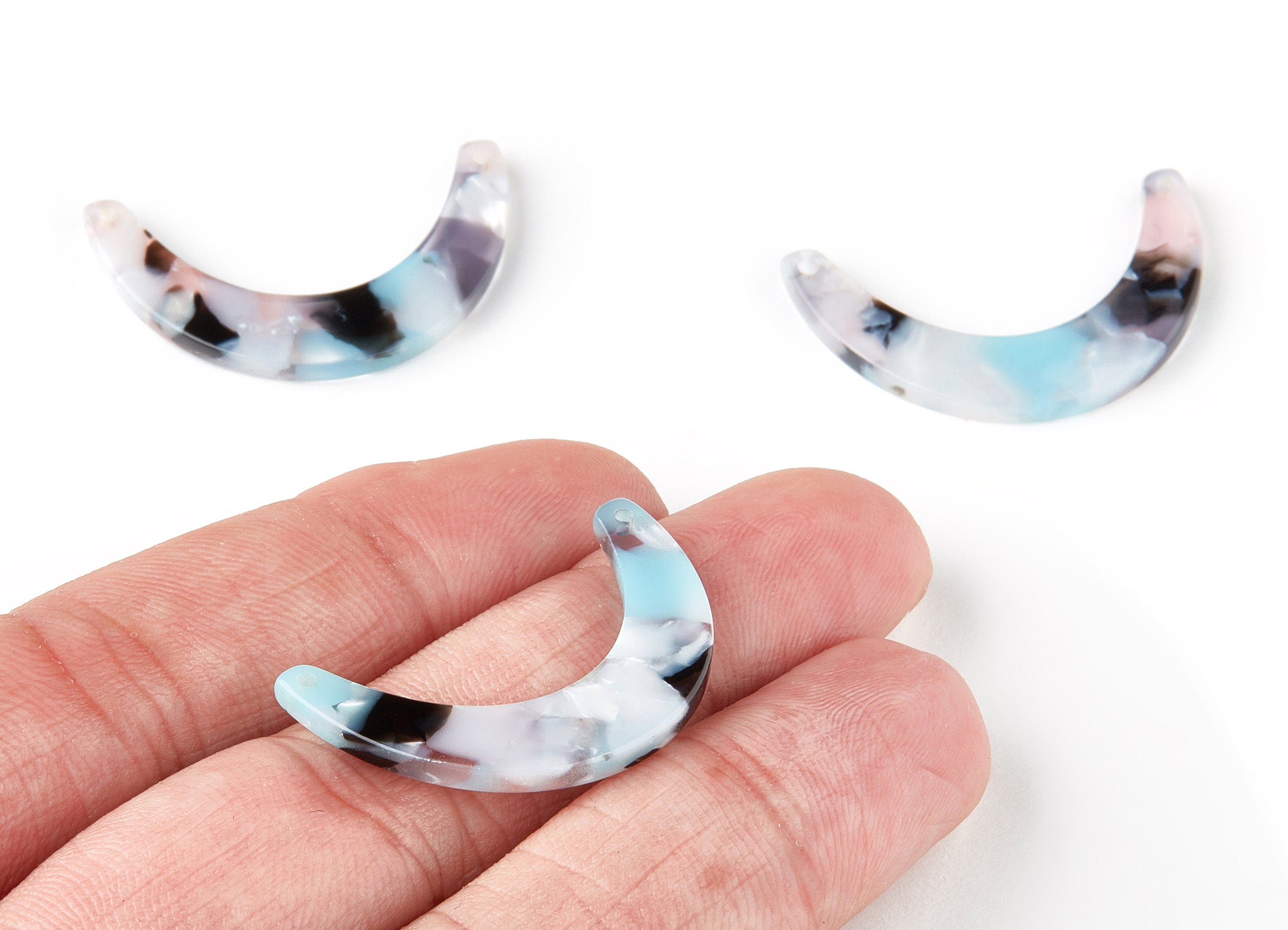 Acetate Moon Connector - 2 Holes - Moon Earrings and Pendant - Earring Findings  - Color Code:A198- 31.83x7.2x2.53mm - AC1507-A198 - DOMEDBAZAAR