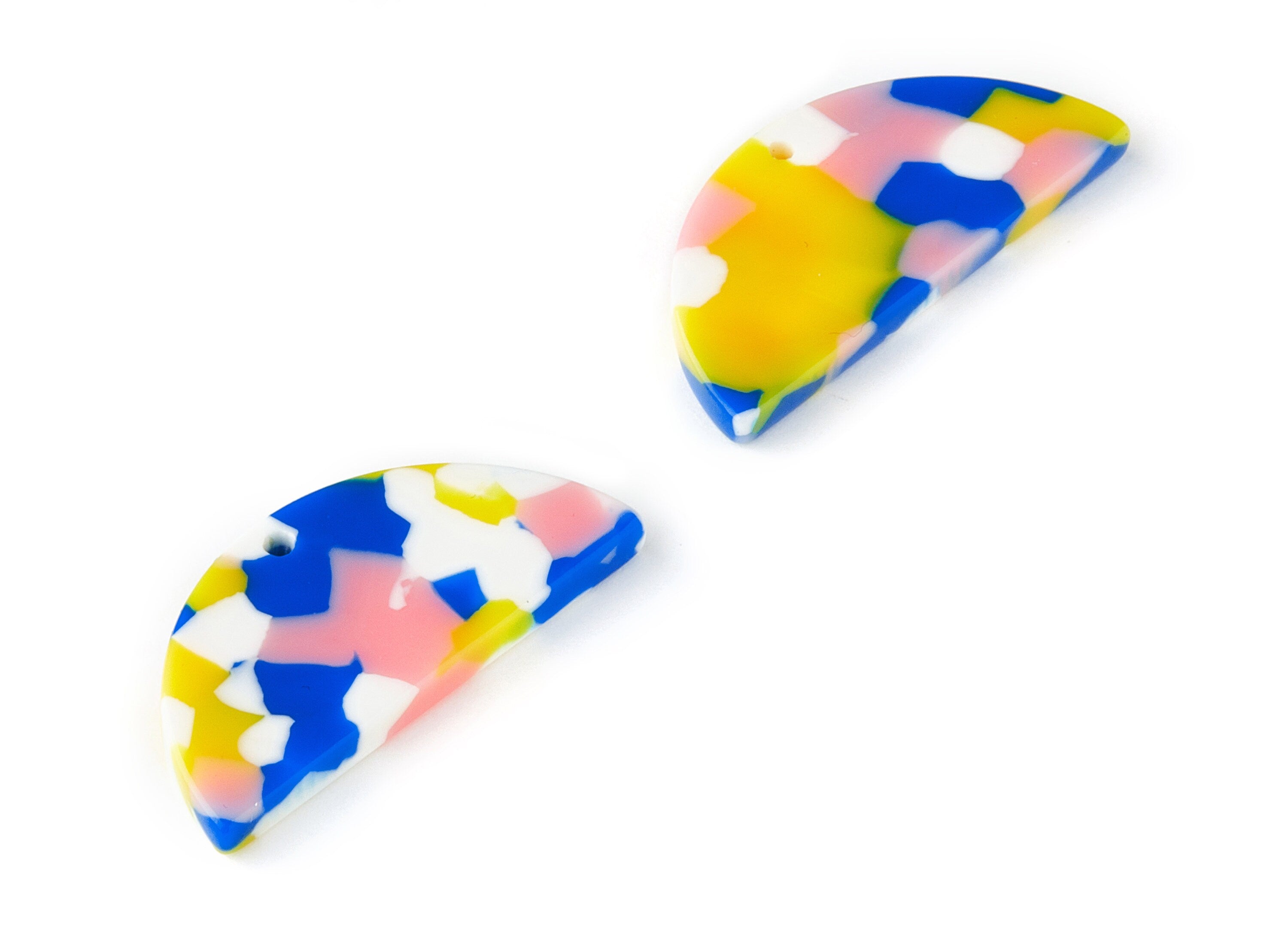Acetate Semicircle Charms - Acetate Half Moon Charms - Semicircle Earrings and Pendan - Color Code: A203 - 29.13x13.67x2.6mm - AC1499-A203 - DOMEDBAZAAR