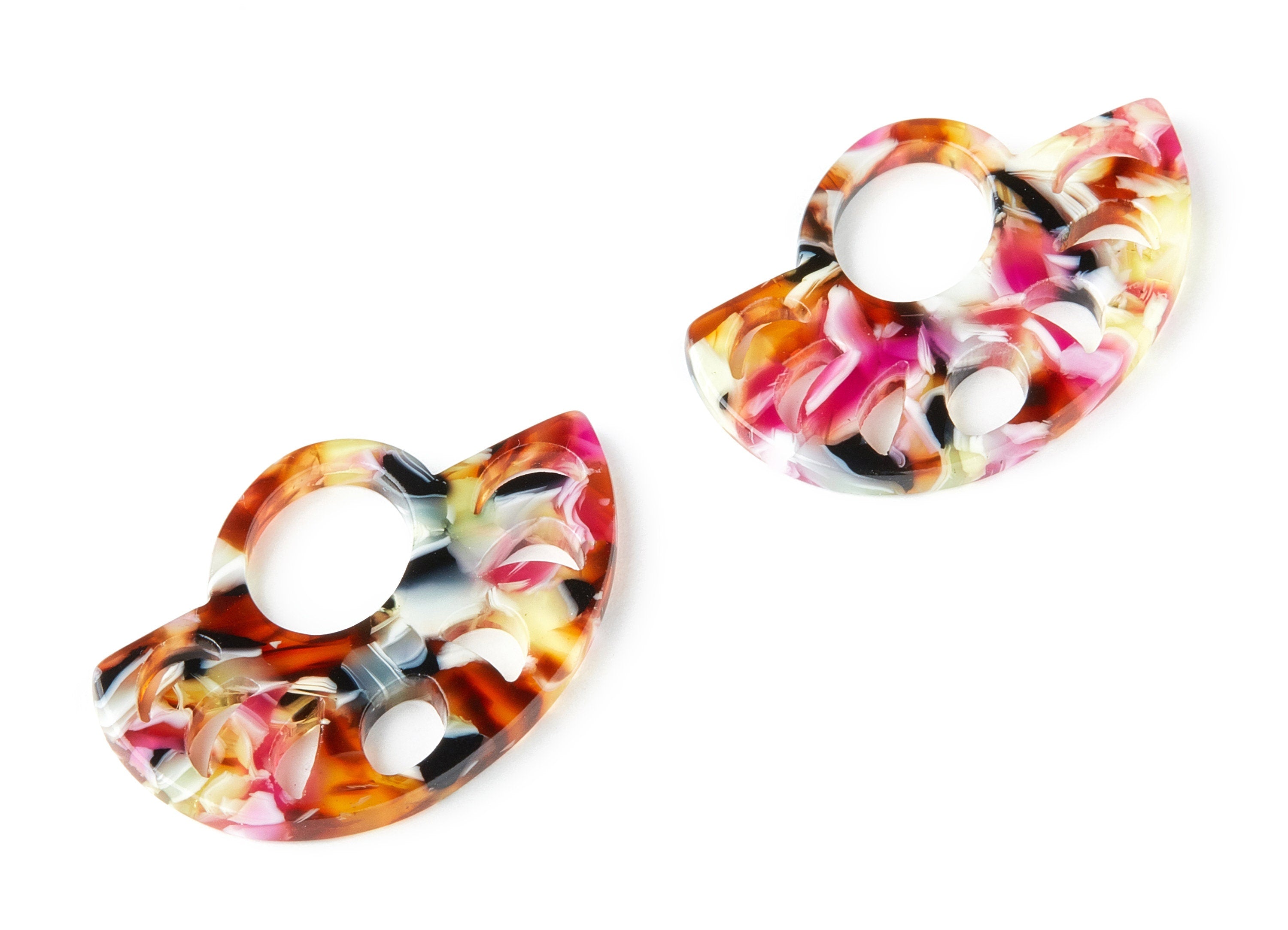 Acetate Fan Earring Charms - Acrylic Fan Pendant - Earring Findings - Jewelry Supplies - Color Code:A164 - 59.13x23.95x2.55mm - AC1448-A164 - DOMEDBAZAAR