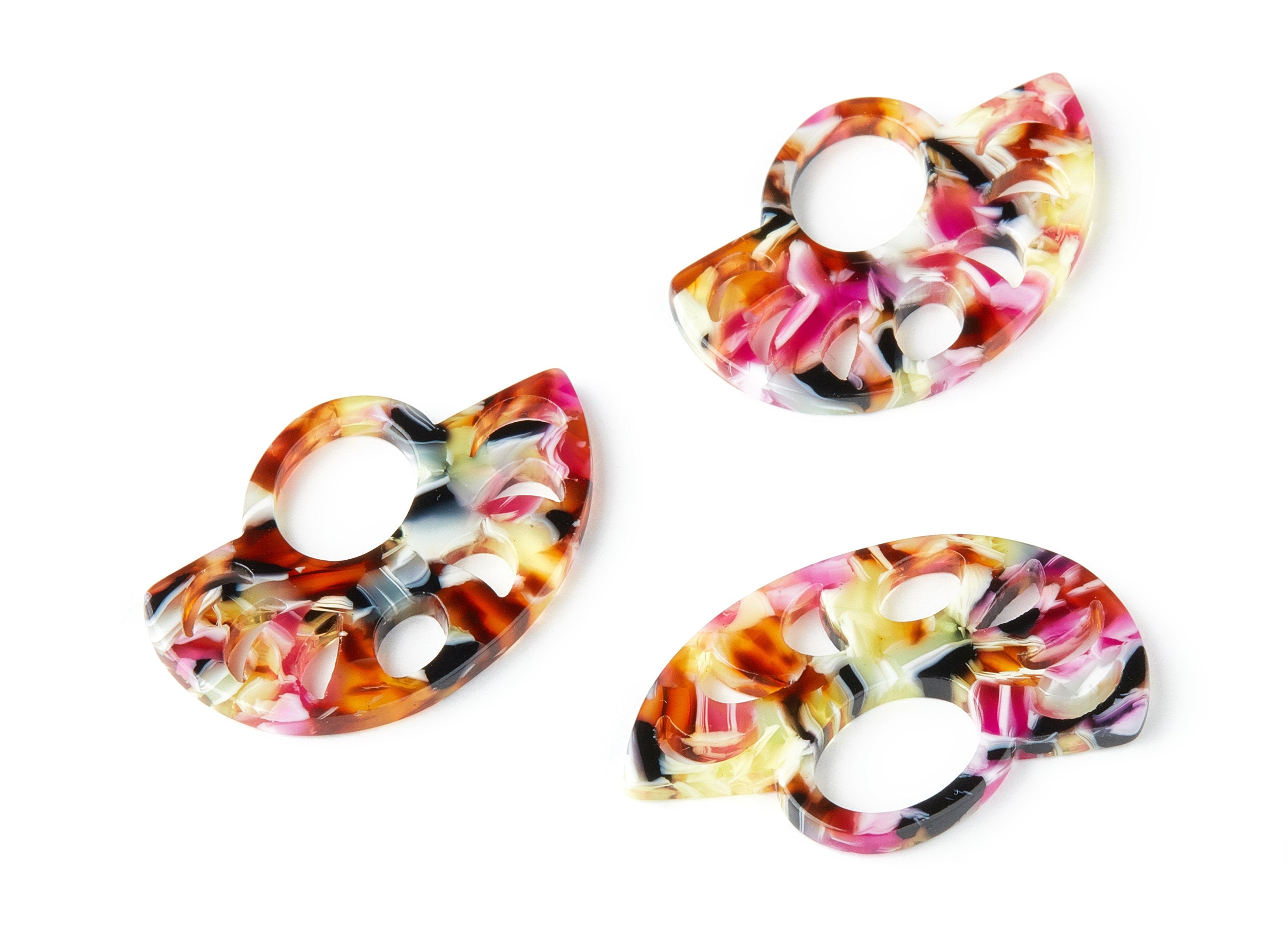 Acetate Fan Earring Charms - Acrylic Fan Pendant - Earring Findings - Jewelry Supplies - Color Code:A164 - 59.13x23.95x2.55mm - AC1448-A164 - DOMEDBAZAAR