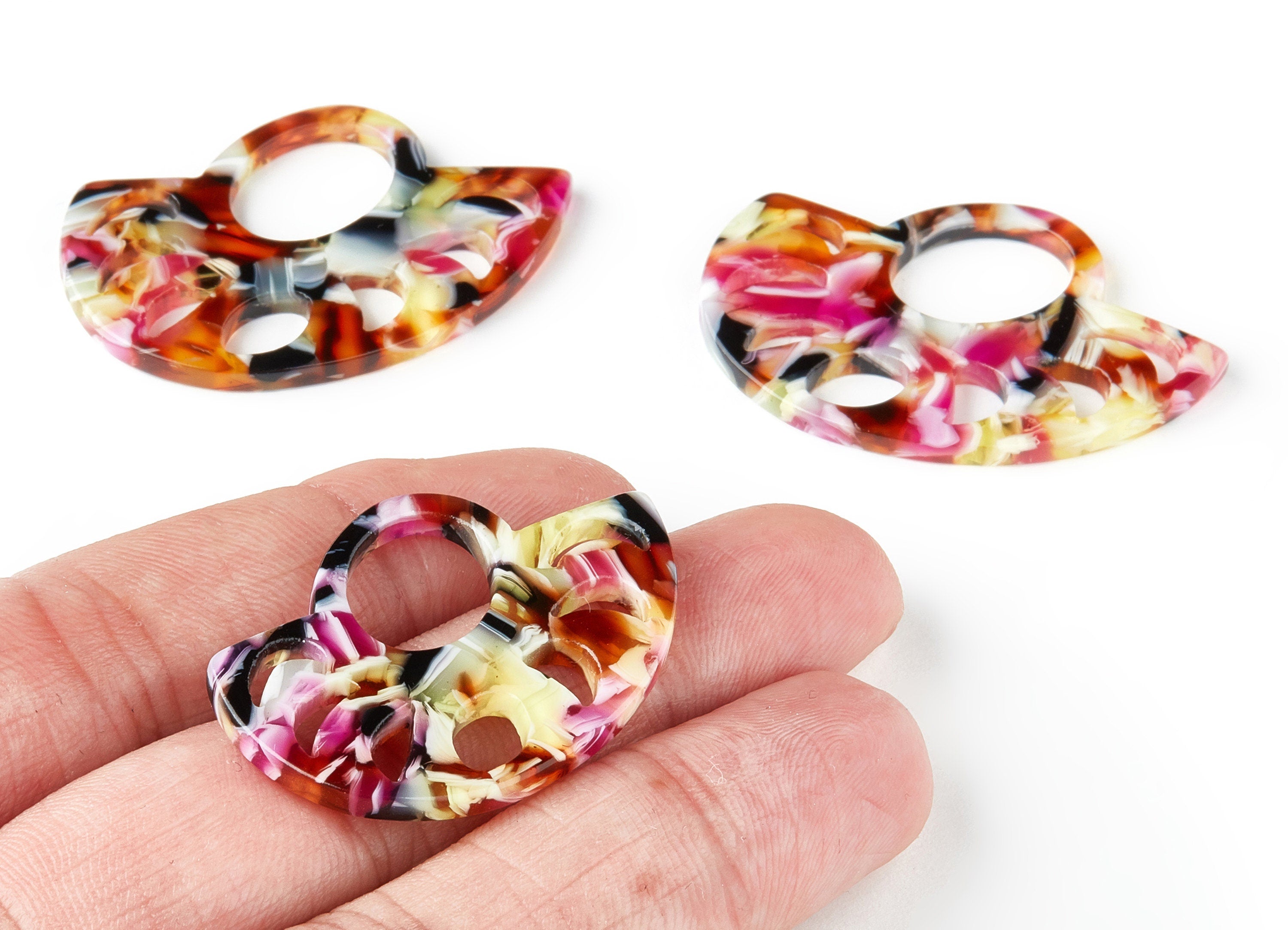 Acetate Fan Earring Charms - Acrylic Fan Pendant - Earring Findings - Jewelry Supplies - Color Code:A164 - 59.13x23.95x2.55mm - AC1448-A164 - DOMEDBAZAAR