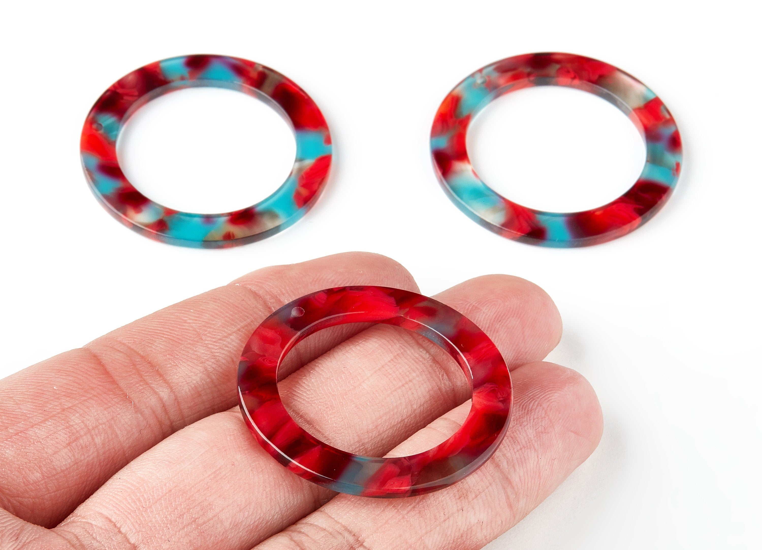 Acetate Hoop Earring Charms - Circle Pendant - Earring Findings - Jewelry Supplies - Color Code: A185 - 36.59x36.59x2.58mm - AC1484-A185 - DOMEDBAZAAR