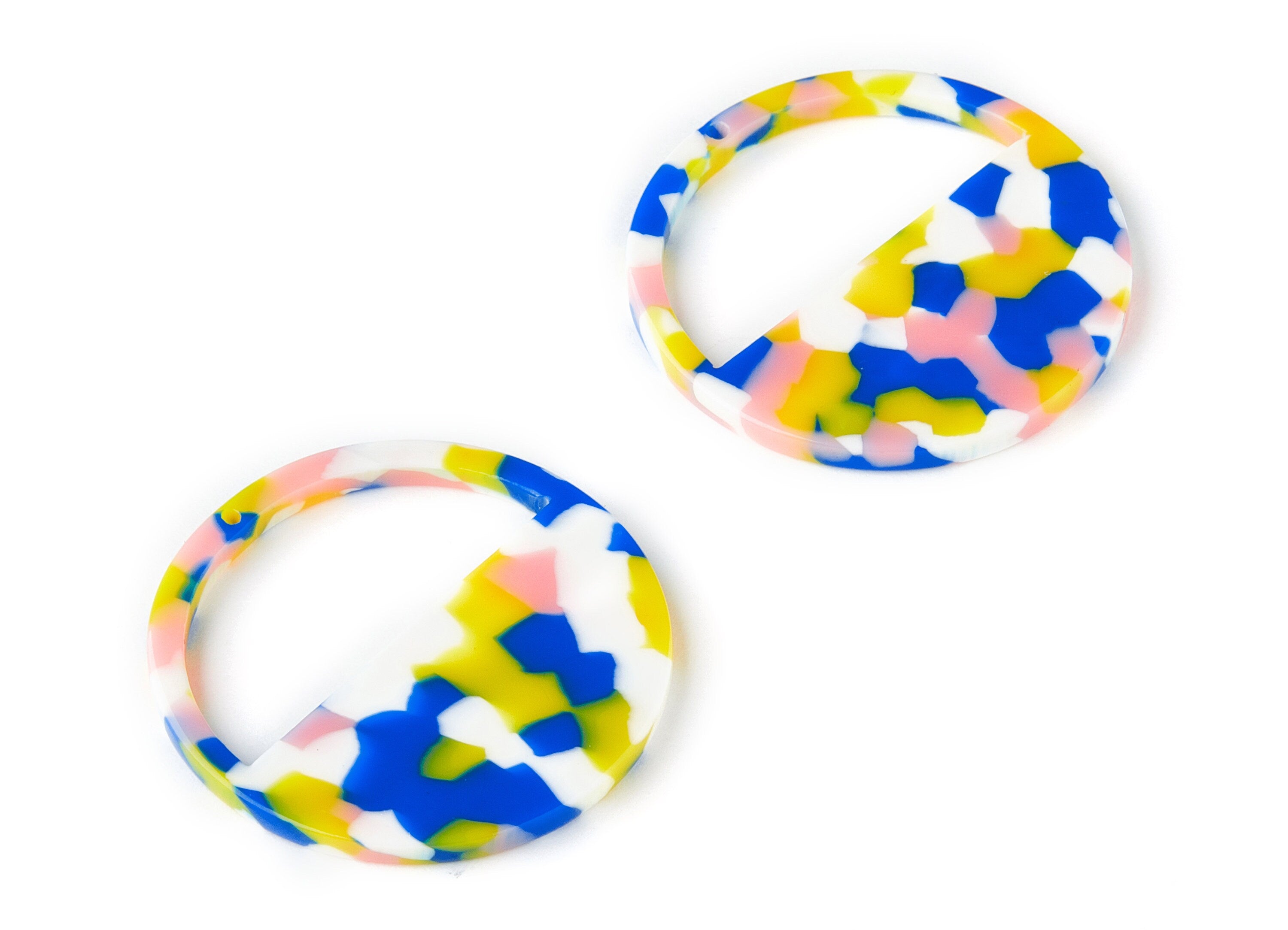Acetate Round Earring Charms - Circle Pendant - Earring Findings - Jewelry Supplies - Color Code: A203 - 34.42x34.42x2.61mm - AC1498-A203 - DOMEDBAZAAR