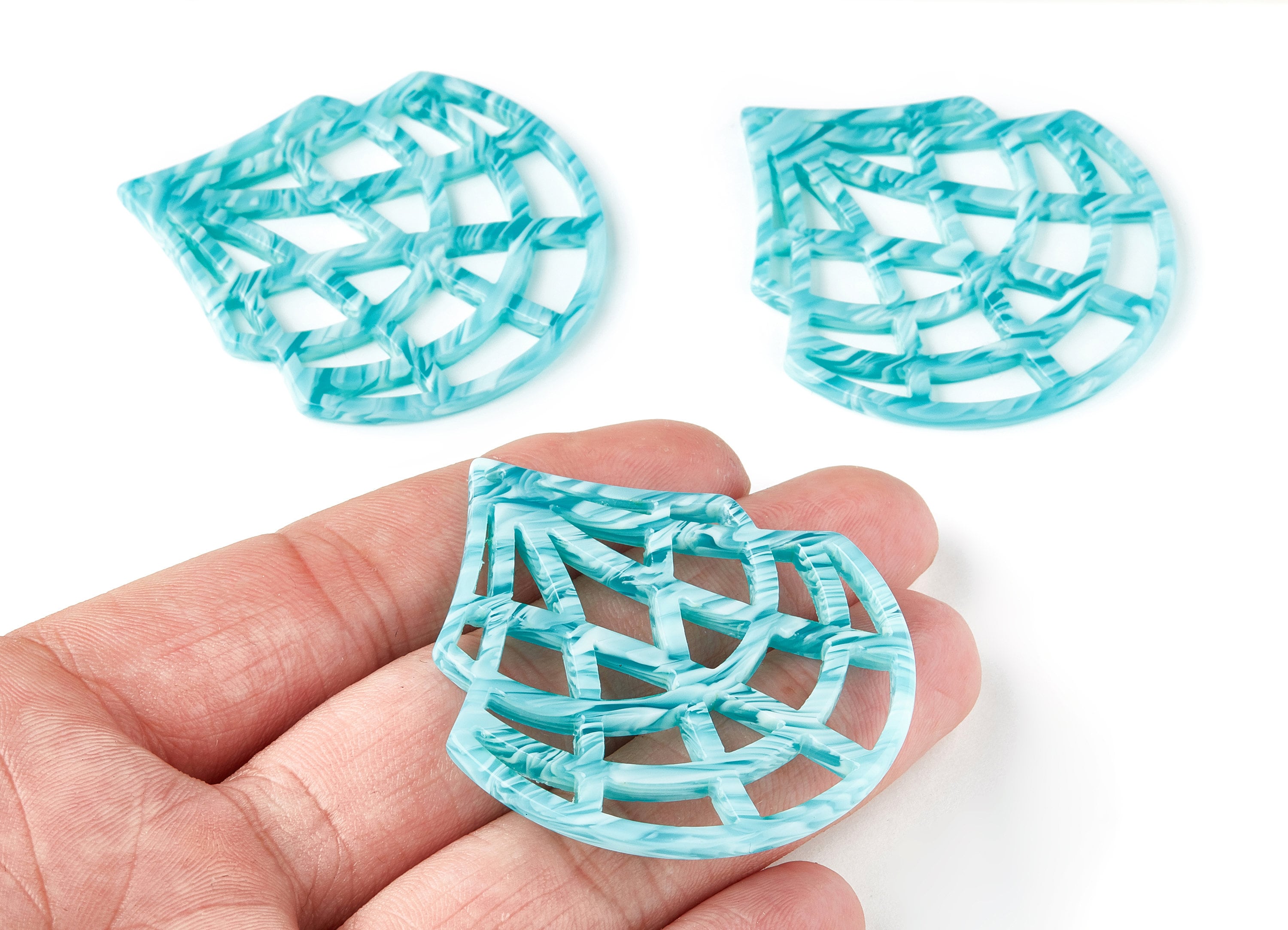 Acetate Fan Earring Charms - Fan Shaped Pendant - Earring Findings - Jewelry Supplies - Color Code: A170 - 53.02x49.65x2.56mm - AC1454-A170 - DOMEDBAZAAR
