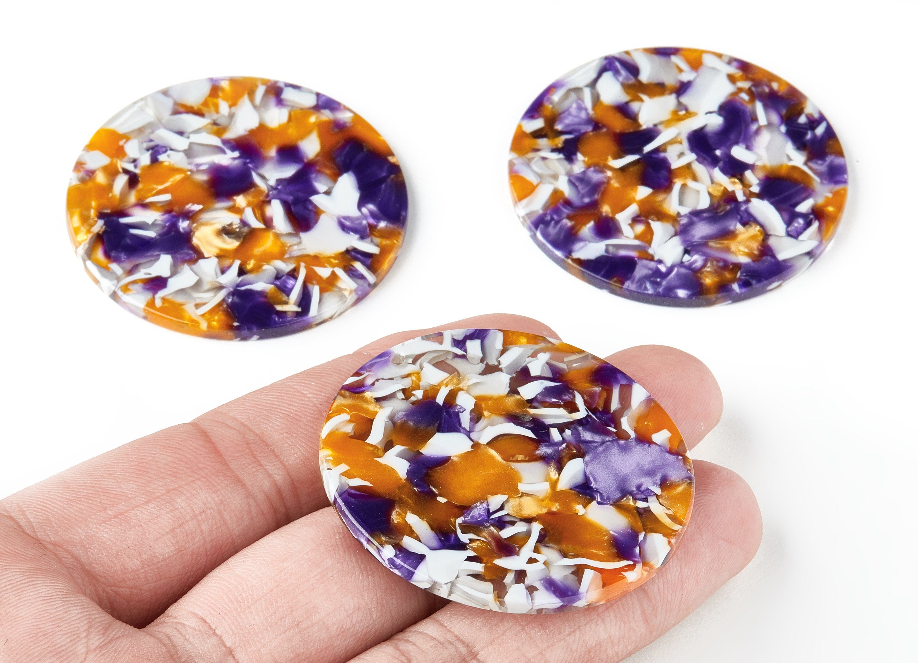 Acetate Round Earring Charm - Circle Shaped Pendant - Earring Findings - Jewelry Supplies - Color Code: A186 - 44.8x44.8x2.6mm - AC1477-A186 - DOMEDBAZAAR