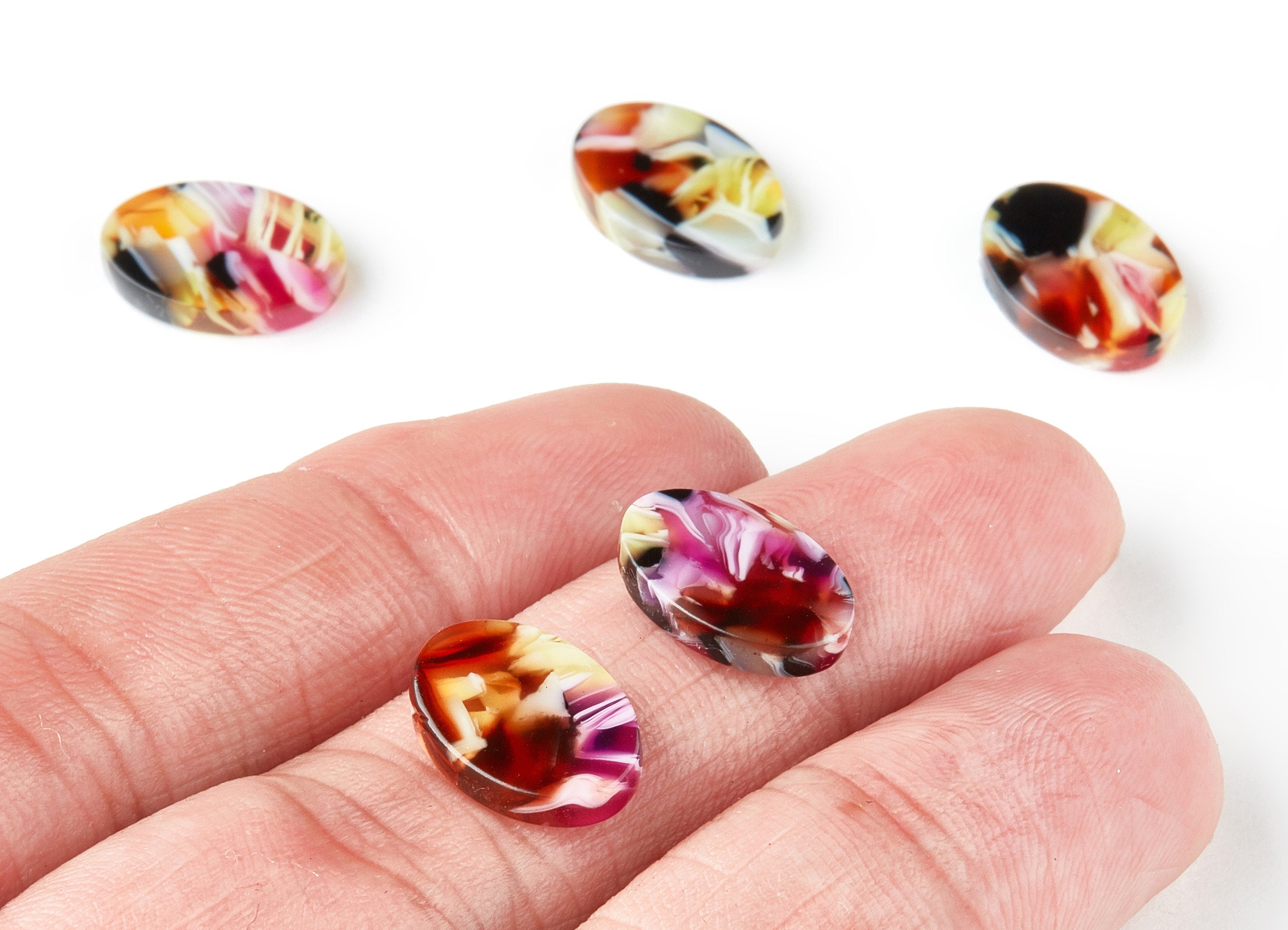Acetate Oval Earring Charms - Acrylic Oval Pendant - Earring Findings - Jewelry Supplies - Color Code:A164 - 14.1x10.05x2.55mm - AC1449-A164 - DOMEDBAZAAR