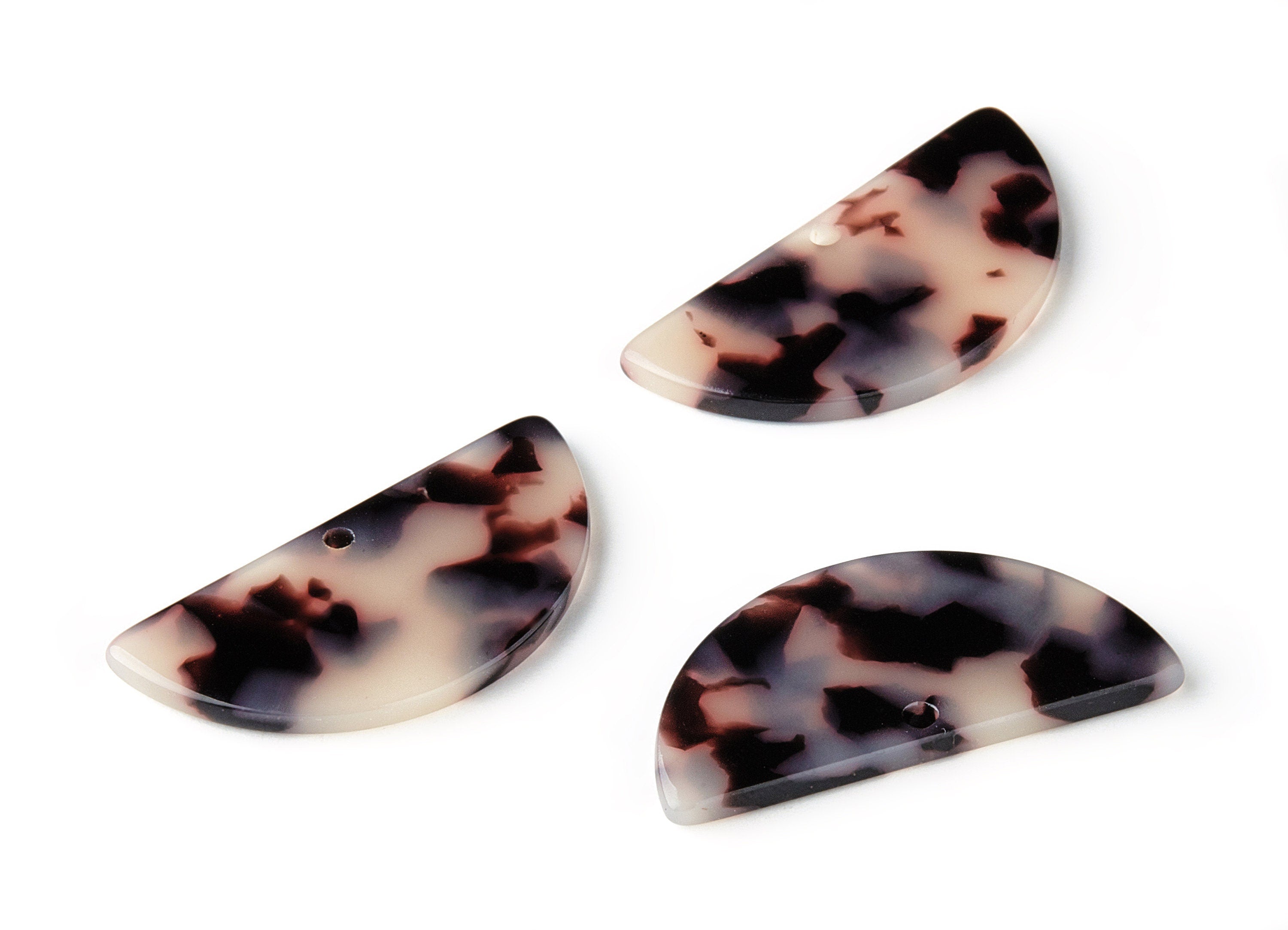 Acetate Semicircle Charms - 1 Hole - Blonde Tortoise Shell Earrings - Semicircle Pendant - Color Code:A07 - 33.5x16.5x2.5mm - AC1006JJ - DOMEDBAZAAR