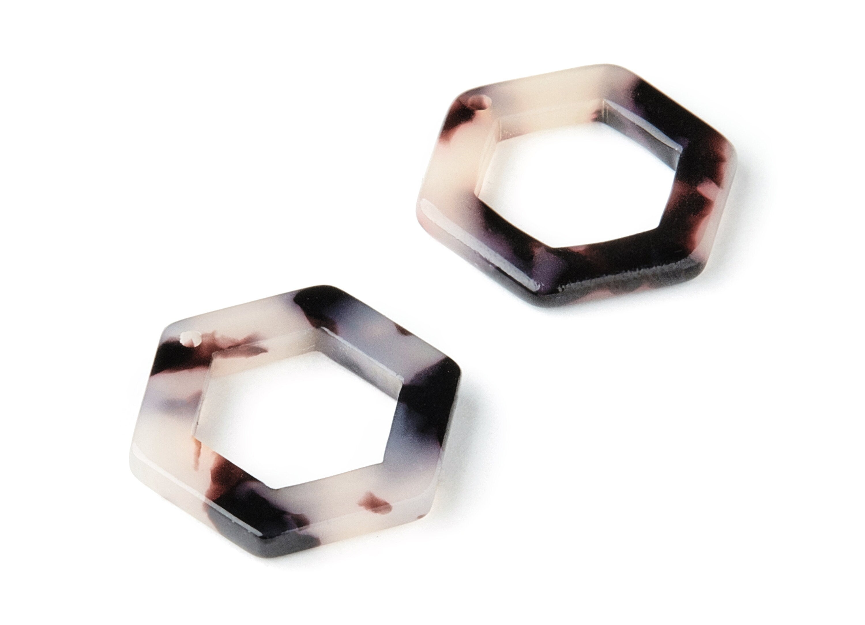 Acetate Acrylic Earring Charms - Blonde Tortoise Shell Earrings - Hexagon Shaped Pendant - Color CodeA06 - 20x18.1x2.6mm - AC1122L - DOMEDBAZAAR