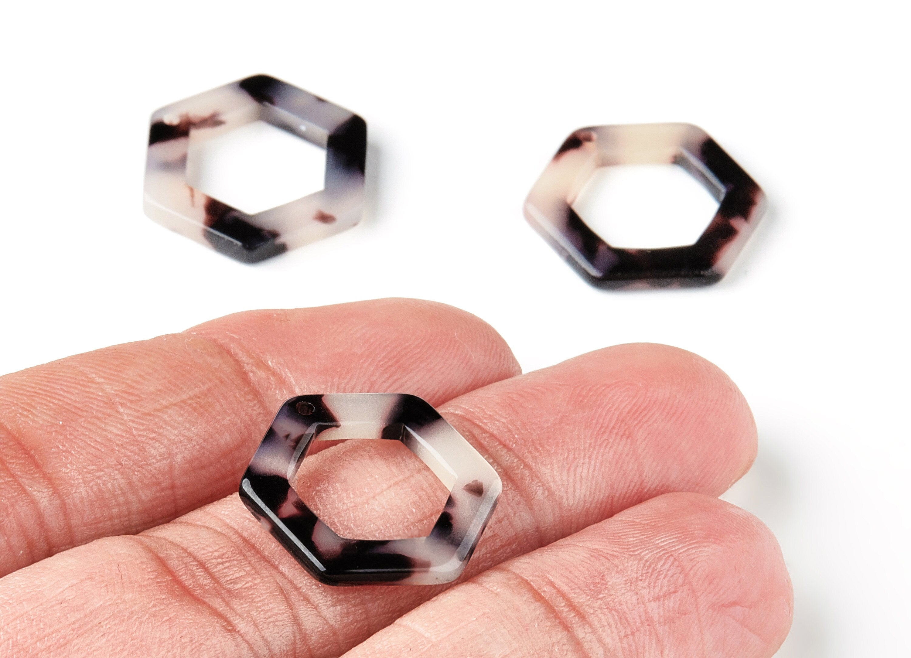 Acetate Acrylic Earring Charms - Blonde Tortoise Shell Earrings - Hexagon Shaped Pendant - Color CodeA06 - 20x18.1x2.6mm - AC1122L - DOMEDBAZAAR