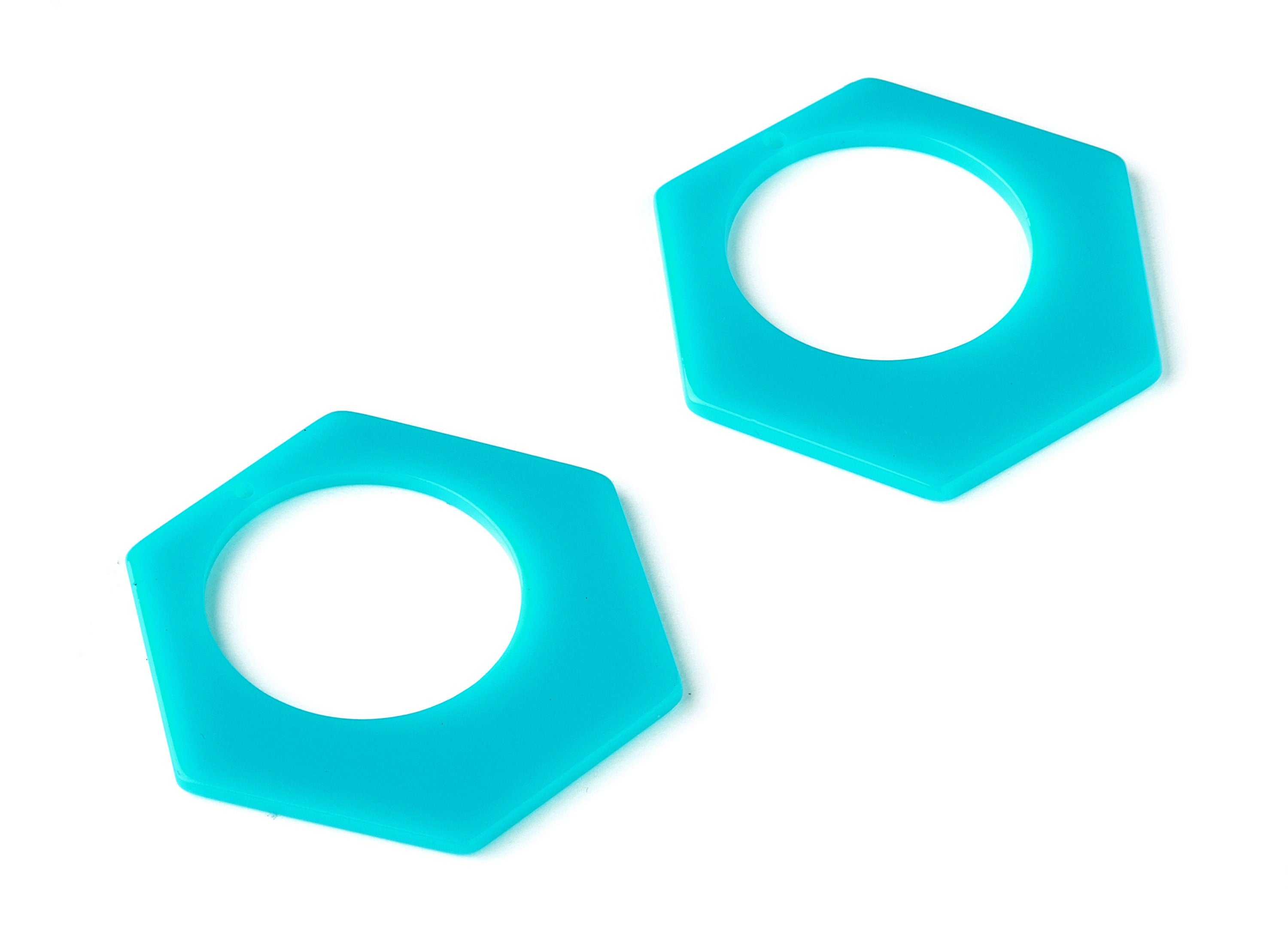 Acrylic Hexagon Earring Charms - Hexagon Pendant - Earring Findings - Jewelry Supplies - Color Code: A178 - 38.64x43.78x2.24mm - AC1469-A178 - DOMEDBAZAAR