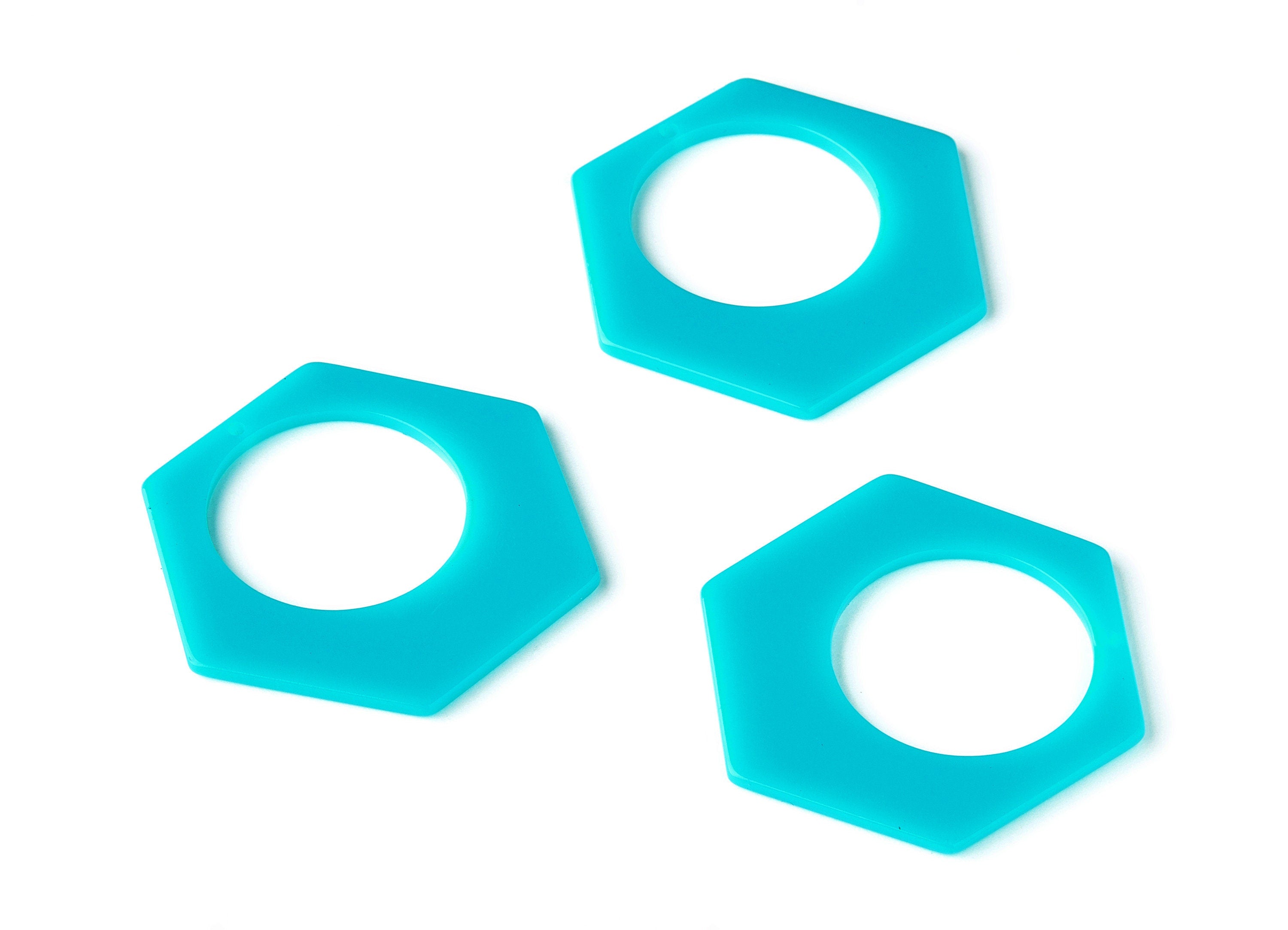 Acrylic Hexagon Earring Charms - Hexagon Pendant - Earring Findings - Jewelry Supplies - Color Code: A178 - 38.64x43.78x2.24mm - AC1469-A178 - DOMEDBAZAAR